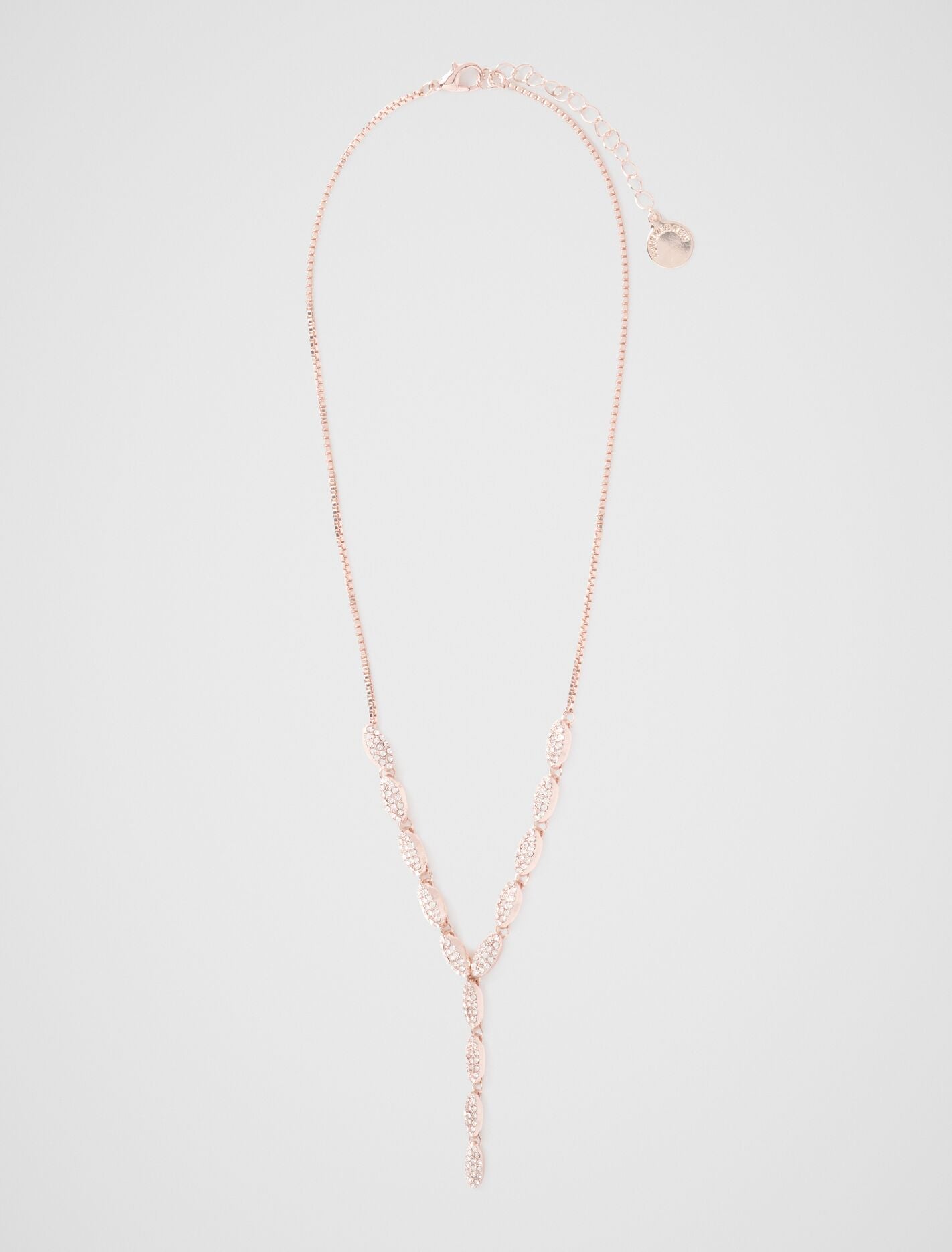 Polly Pave Drop Necklace 0 Rose Gold Crystal Forever New