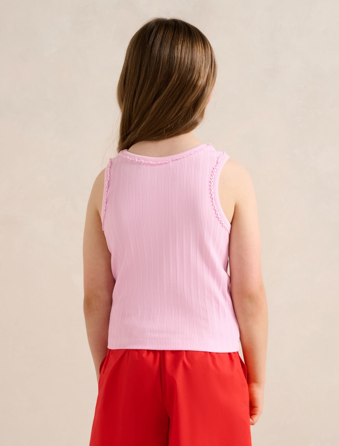 Tessa Girls Rib Tank Top Powder Pink | Forever New