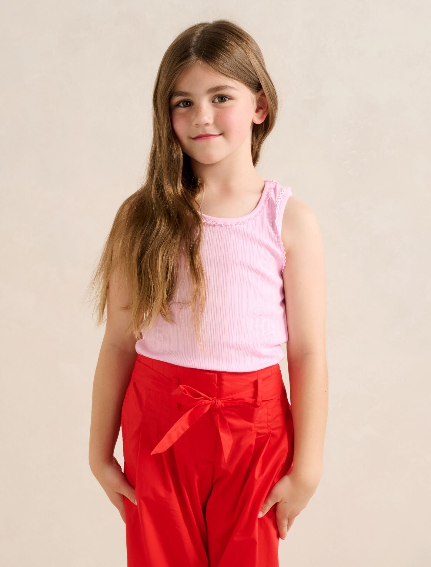 Tessa Girls Rib Tank Top Powder Pink | Forever New