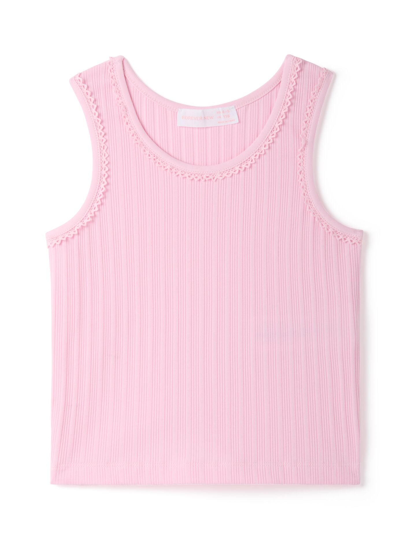 Tessa Girls Rib Tank Top Powder Pink | Forever New
