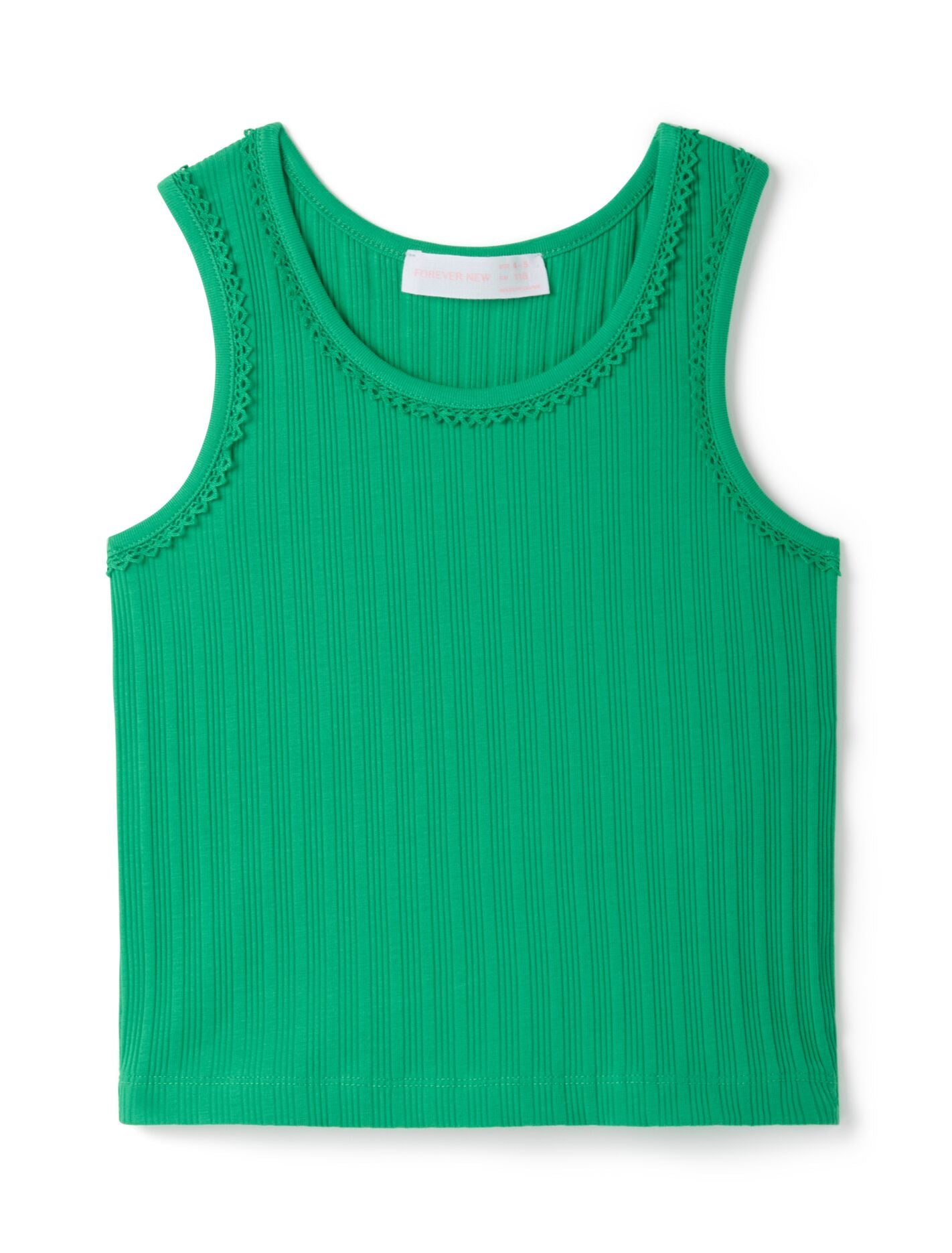 Tessa Girls Rib Tank Top Green Clover | Forever New