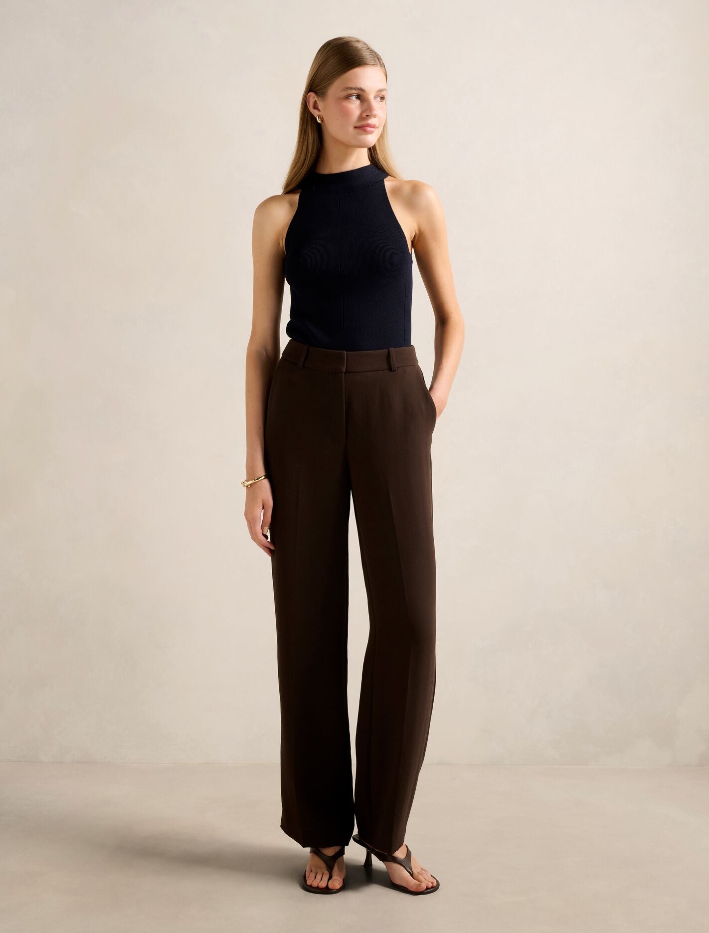 Gemma Wide Trim Knit Tank Top Navy | Forever New