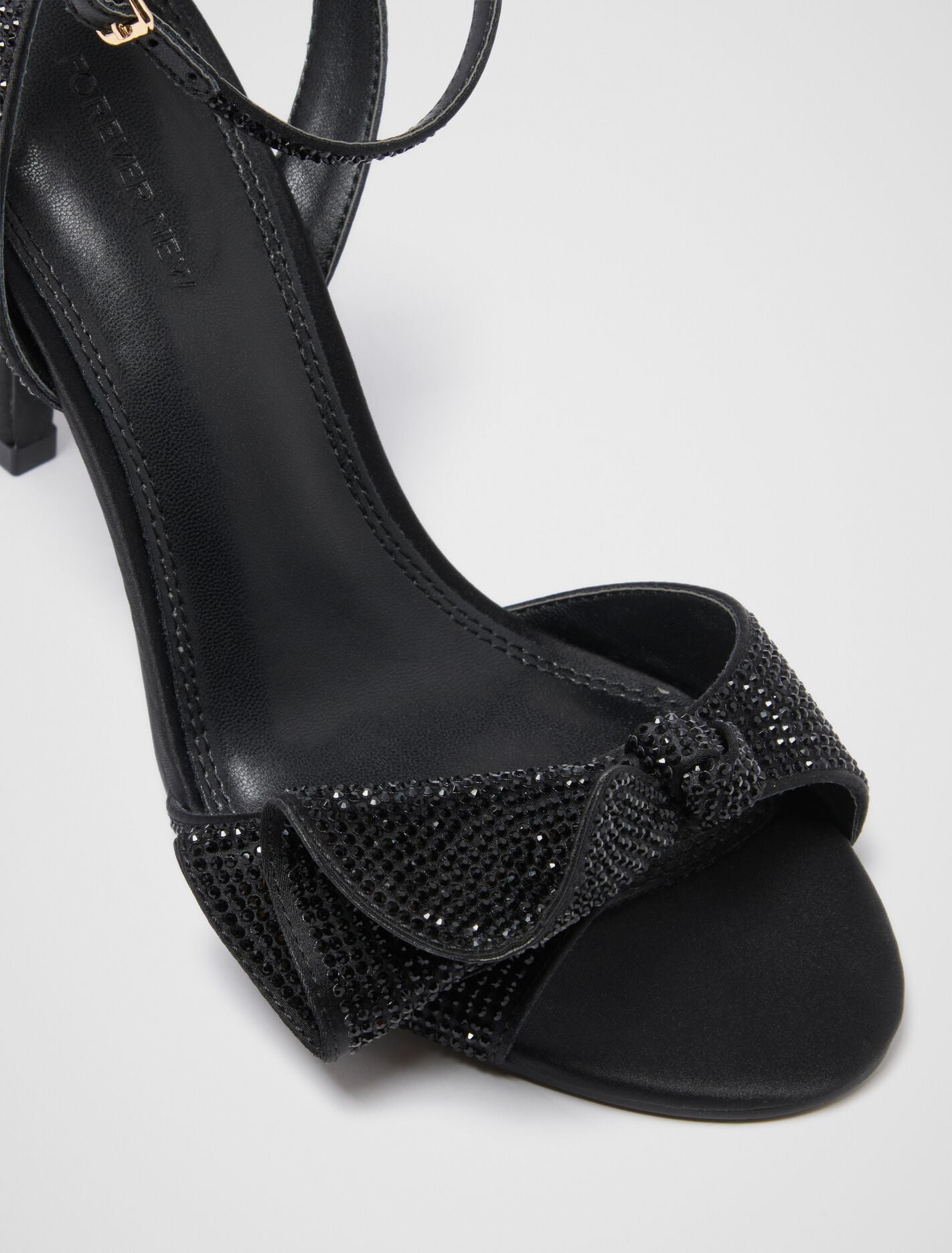 Shayla Side Bow Jewelled Heeled Sandal Forever New