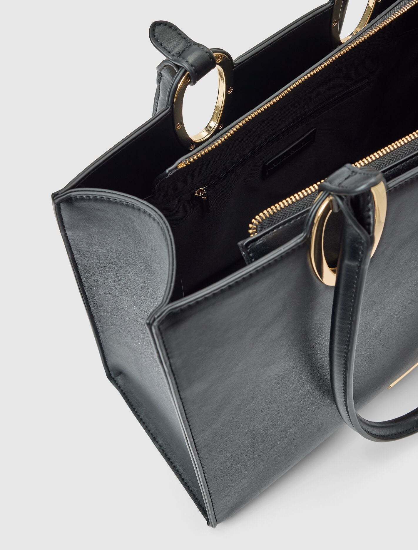 Sammi Oval Hardware Shoulder Tote Bag Black | Forever New