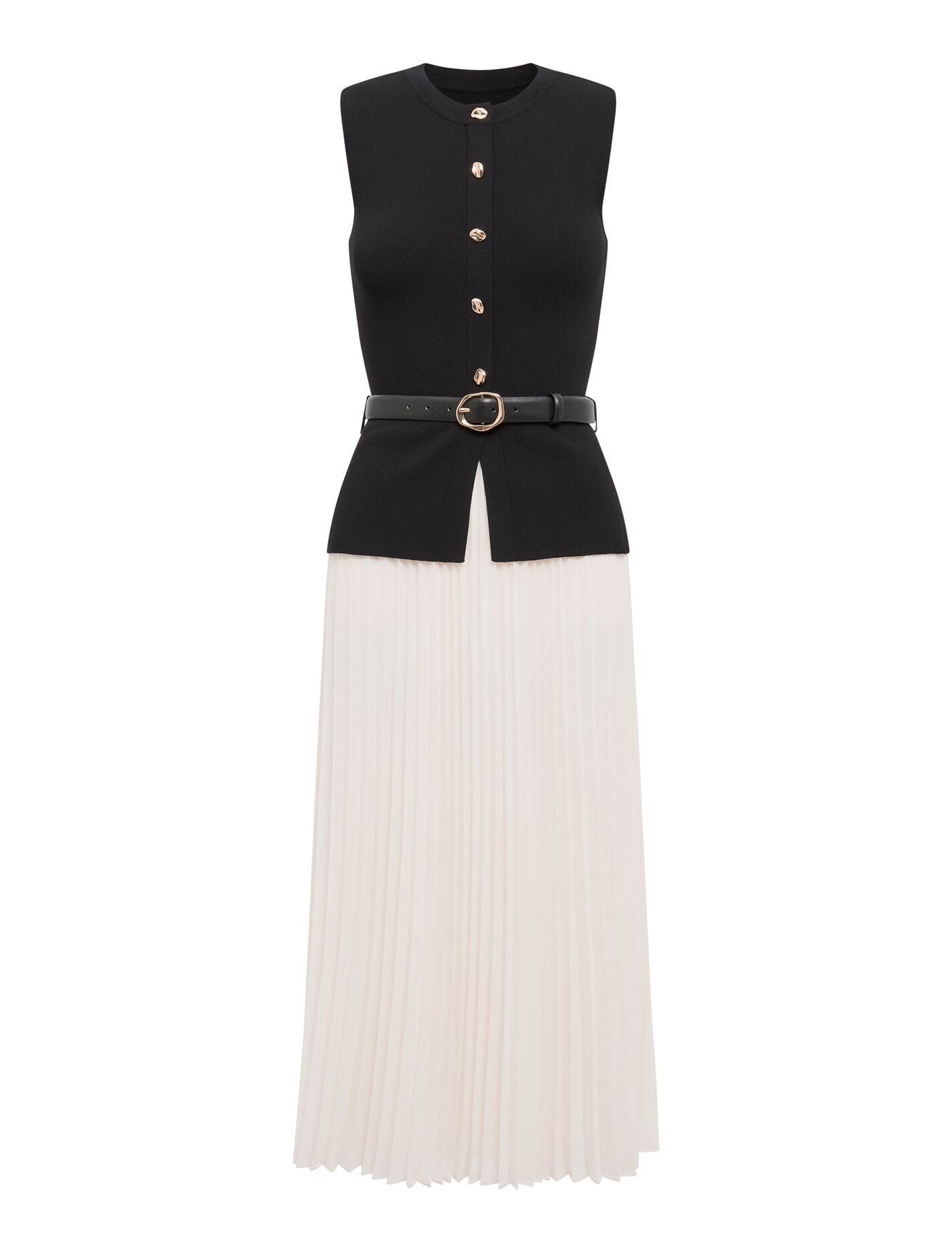 Louisa Woven Mix Knit Dress Mono Forever New