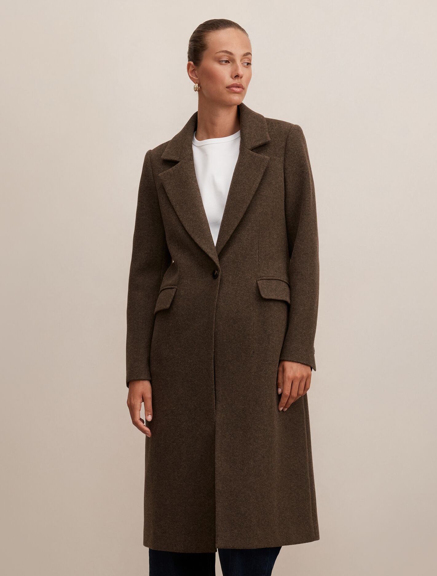 Liana Long Coatigan Chocolate Marle | Forever New
