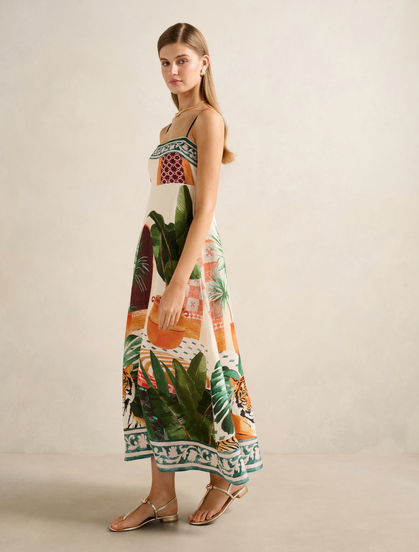 Bianca Printed Linen Midi Dress Casablanca | Forever New