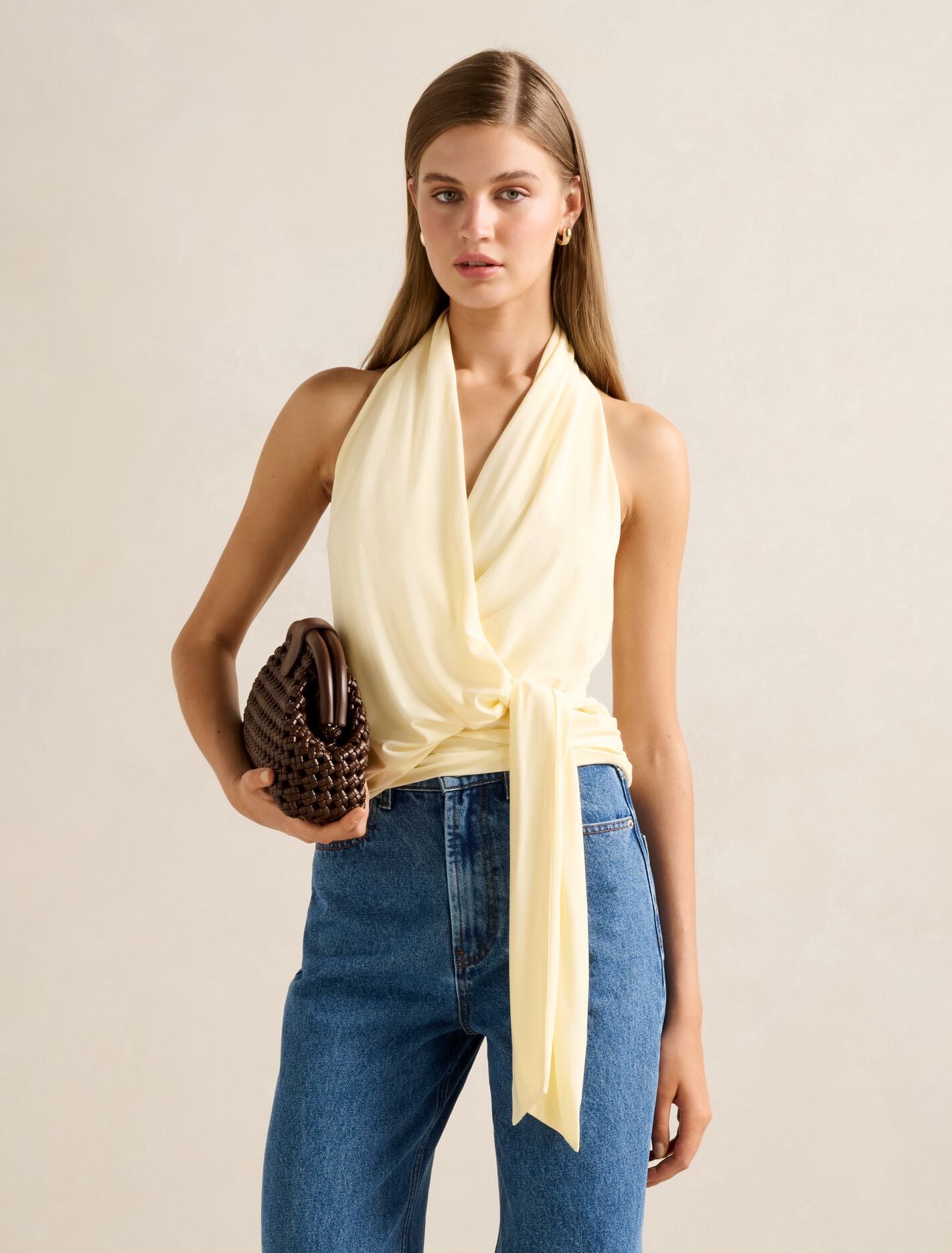 Gianna Wrap Halter Top Buttercup | Forever New