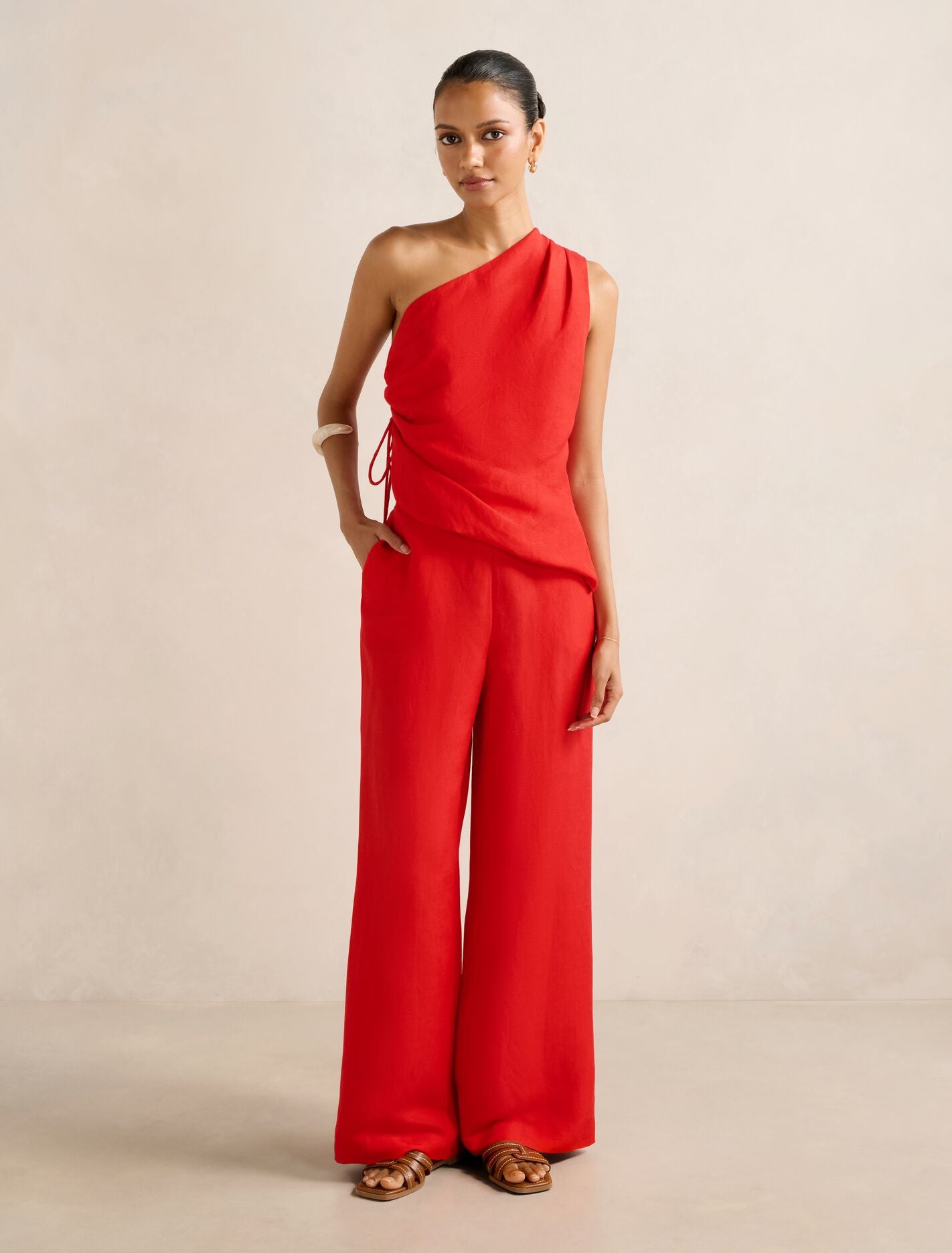 Caitlin Petite Linen Wide Leg Pants