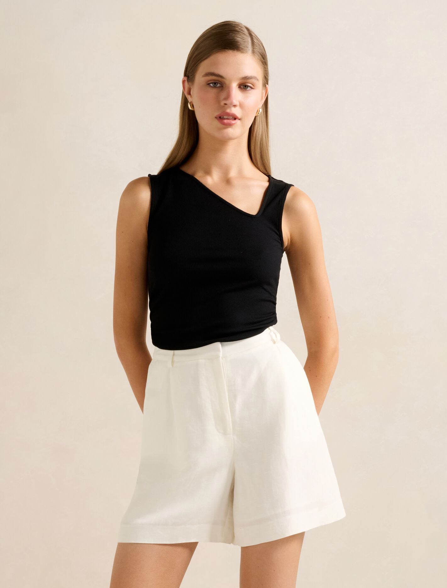 Fleur Asymm Neck Tank Top