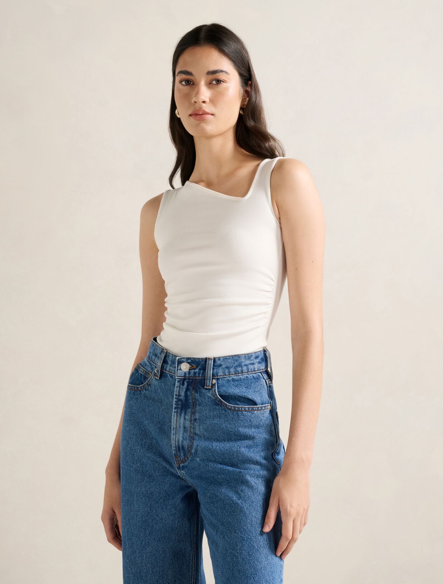 Fleur Asymm Neck Tank Top