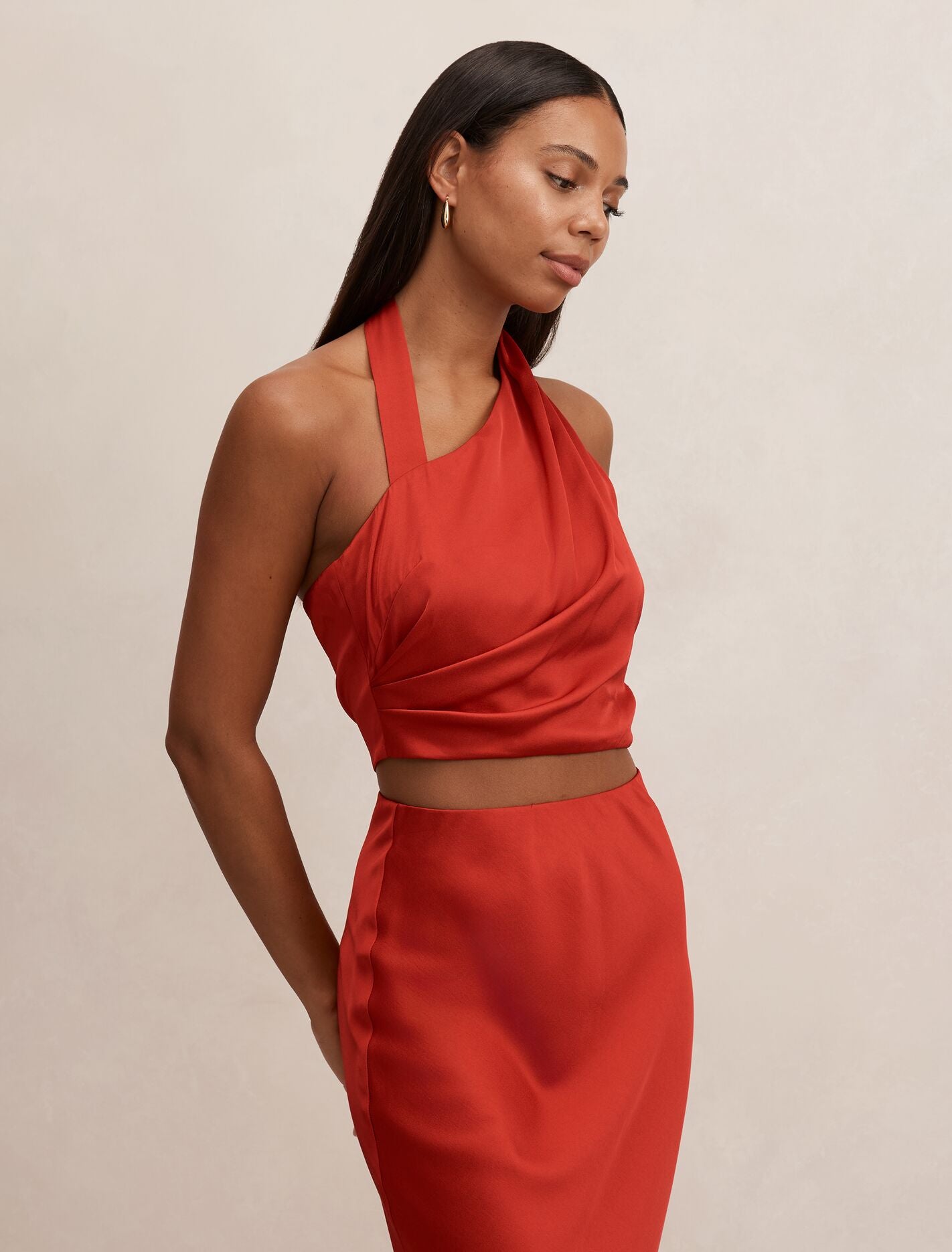 Melody Twist Neck Top Salsa Co-Ord | Forever New