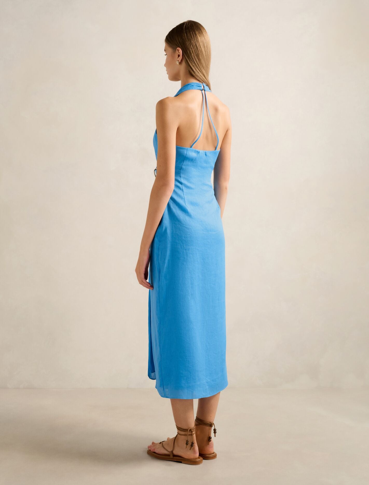 Livia Linen Hardware Wrap Midi Dress Forever New