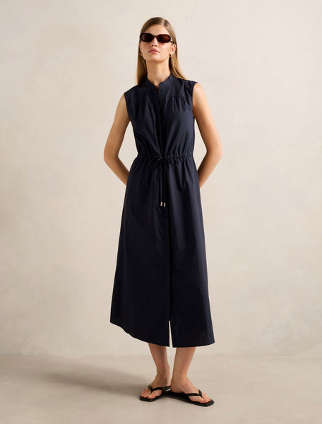 Jessie Drawcord Smock Midi Dress Navy | Forever New