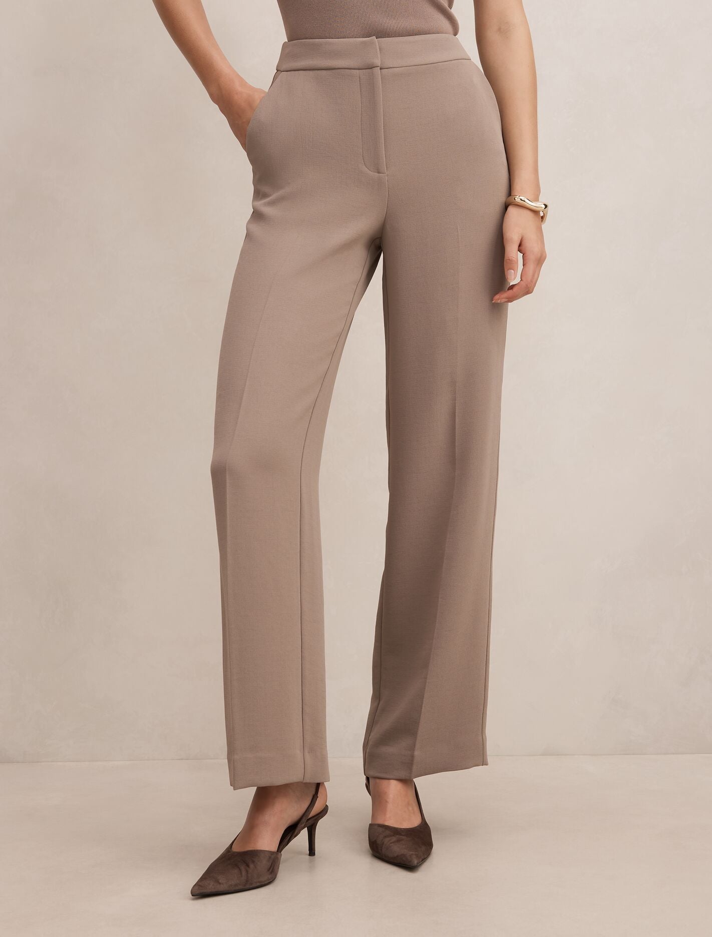 Dani Straight Leg Pants Brown Taupe Suit Forever New