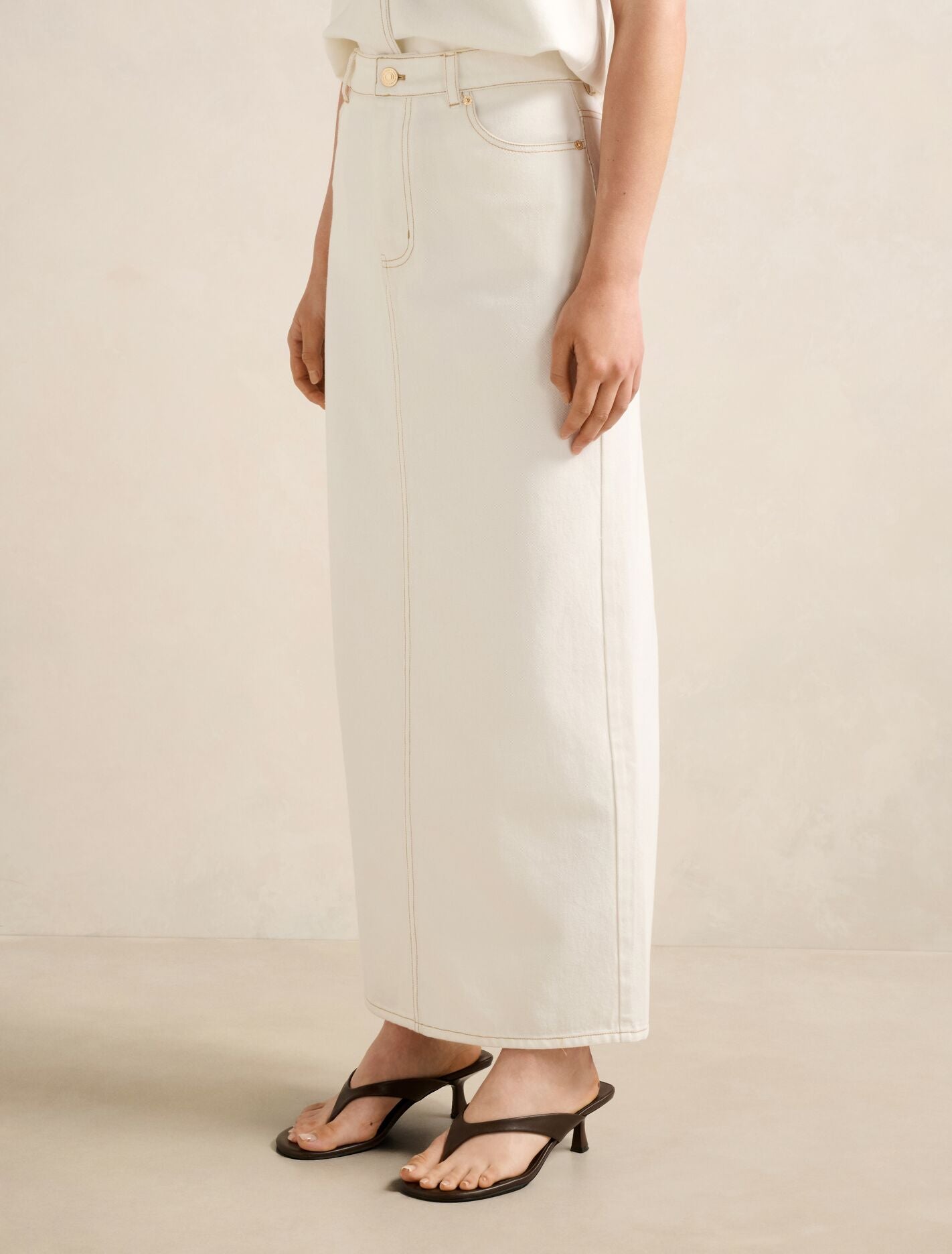 Beatrice Denim Column Skirt Forever New