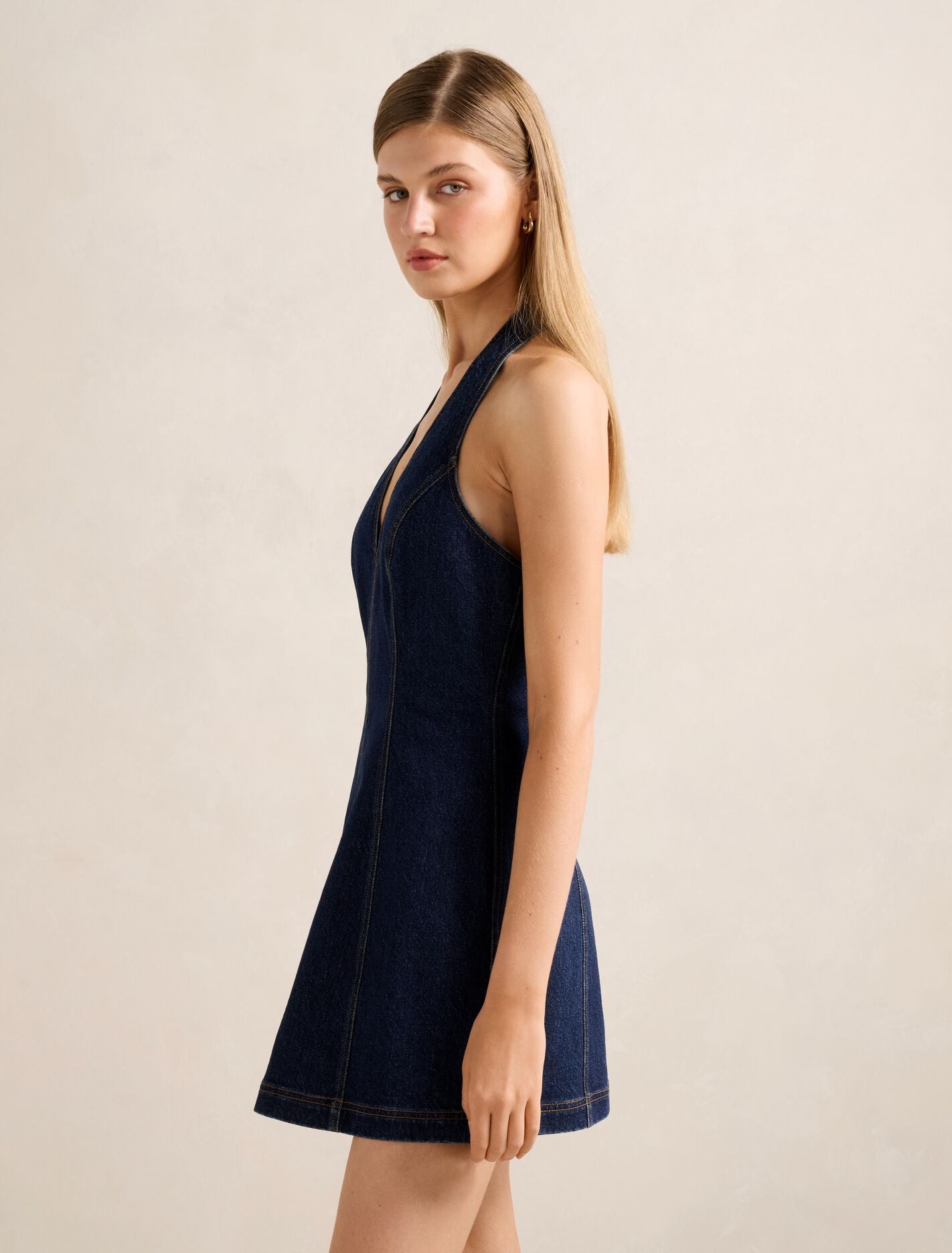 Jorja Halter Denim Dress Forever New