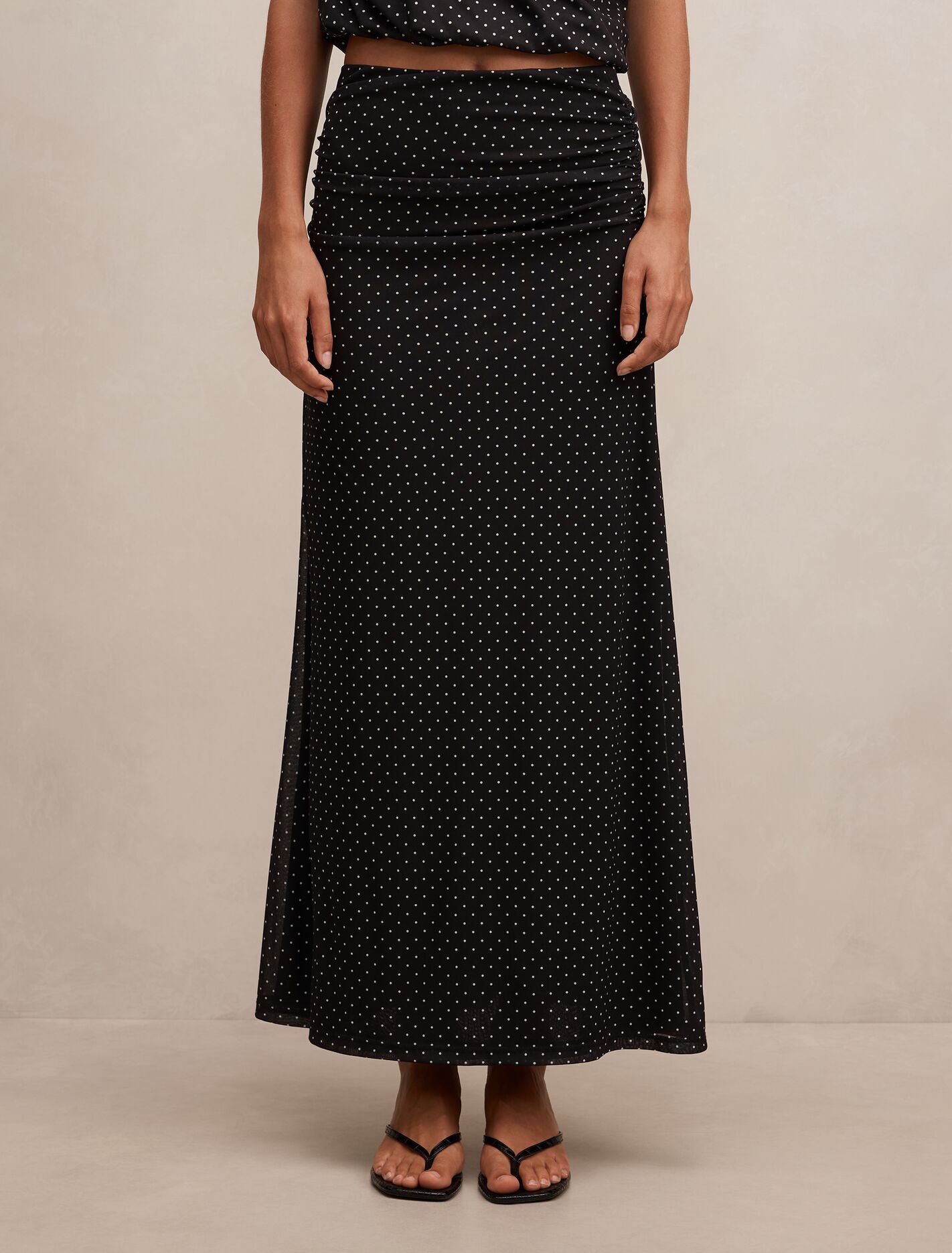 Mimi Flute Maxi Skirt Black Elstone Spot Co-Ord | Forever New