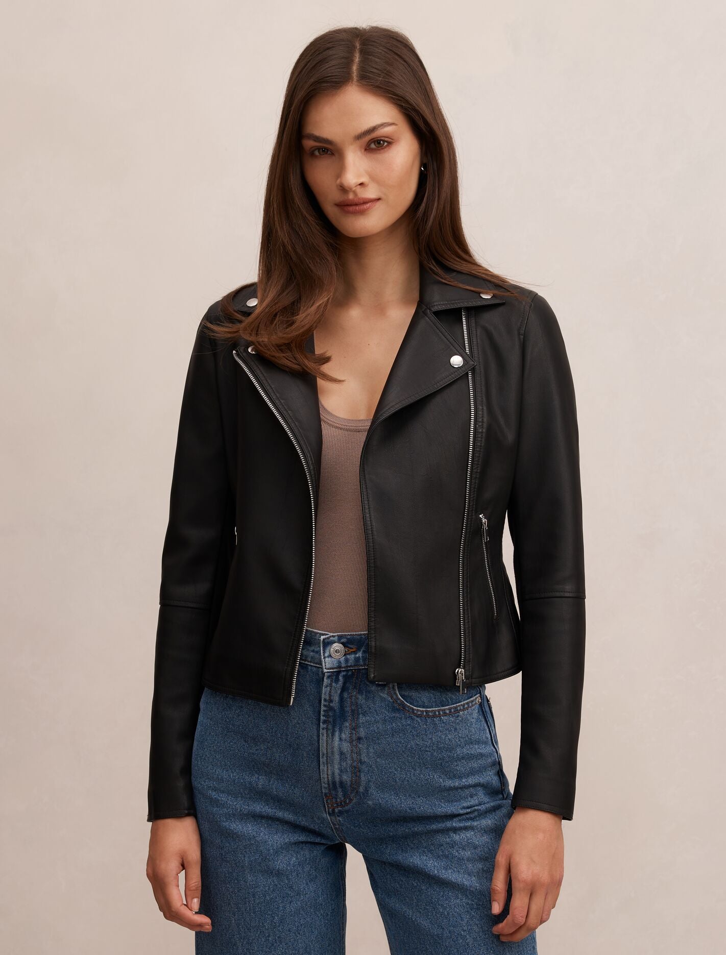 Betty Faux Leather Biker Jacket Forever New