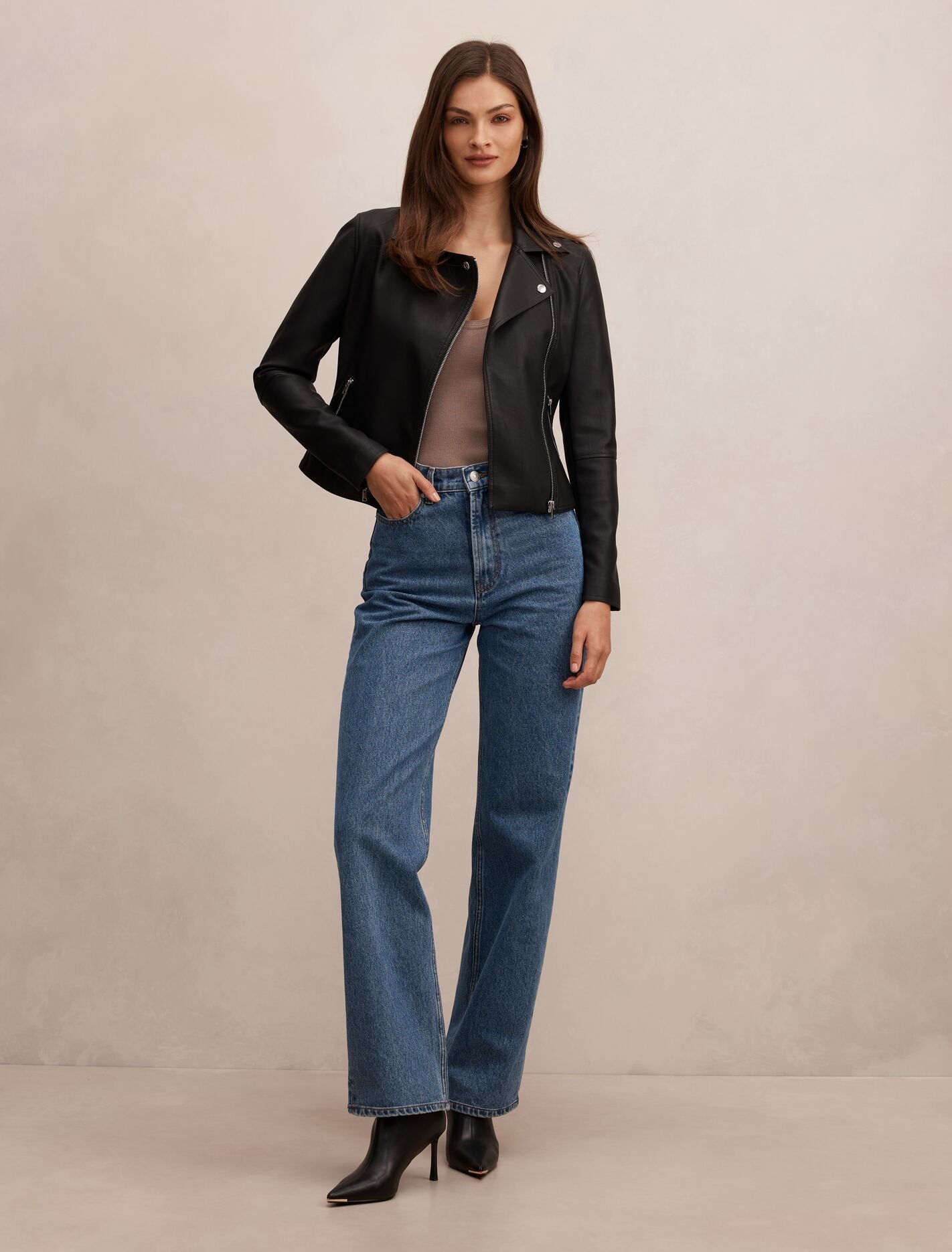 Betty Faux Leather Biker Jacket Forever New