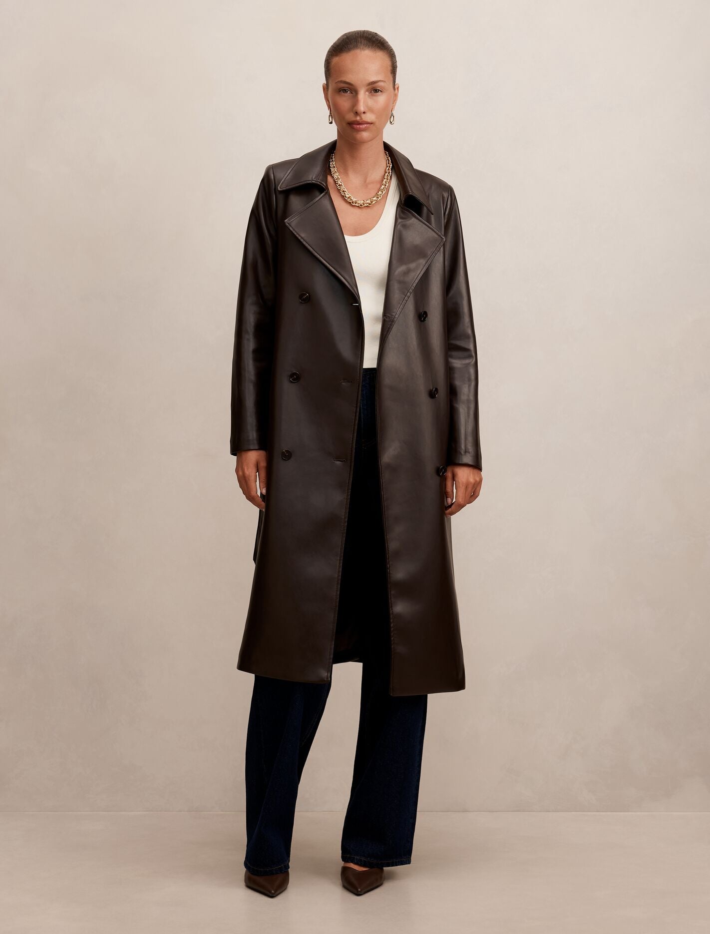 Sabina Pu Trench Coat Dark Chocolate | Forever New