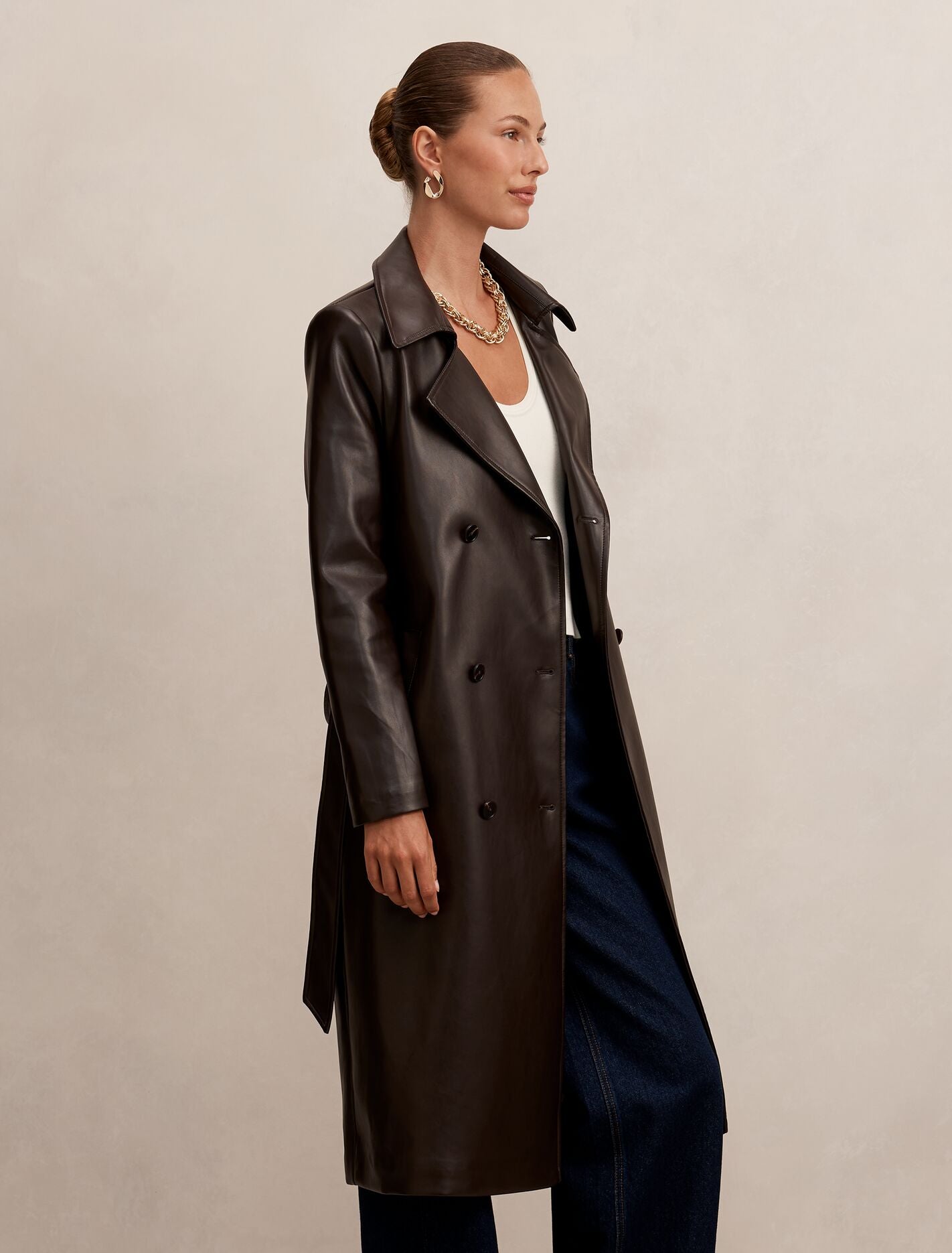 Sabina Pu Trench Coat Dark Chocolate | Forever New
