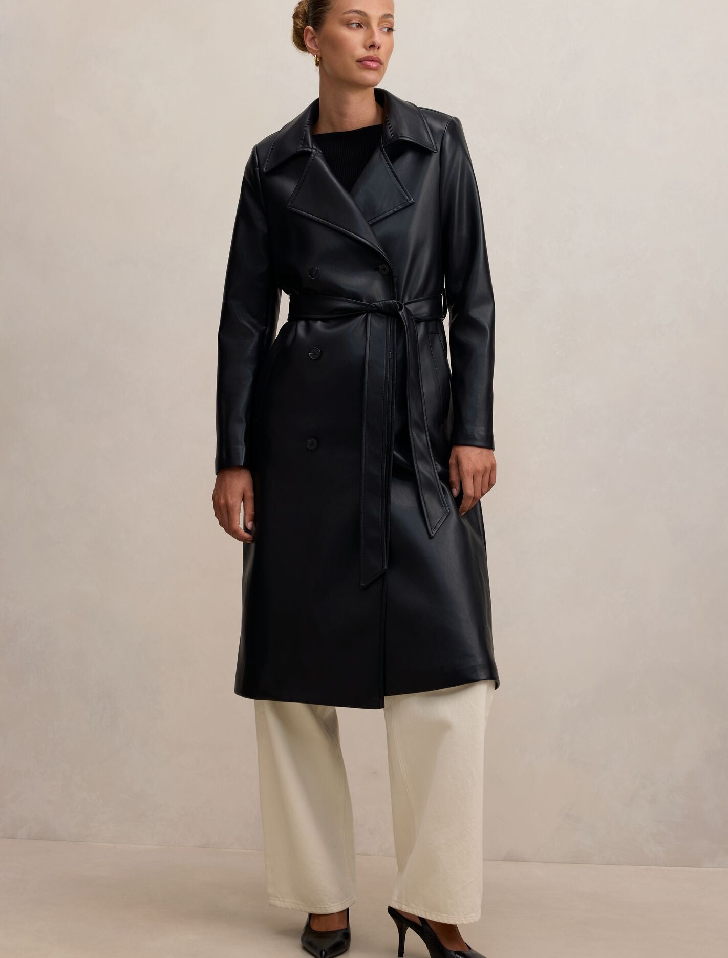 Sabina Pu Trench Coat Black | Forever New