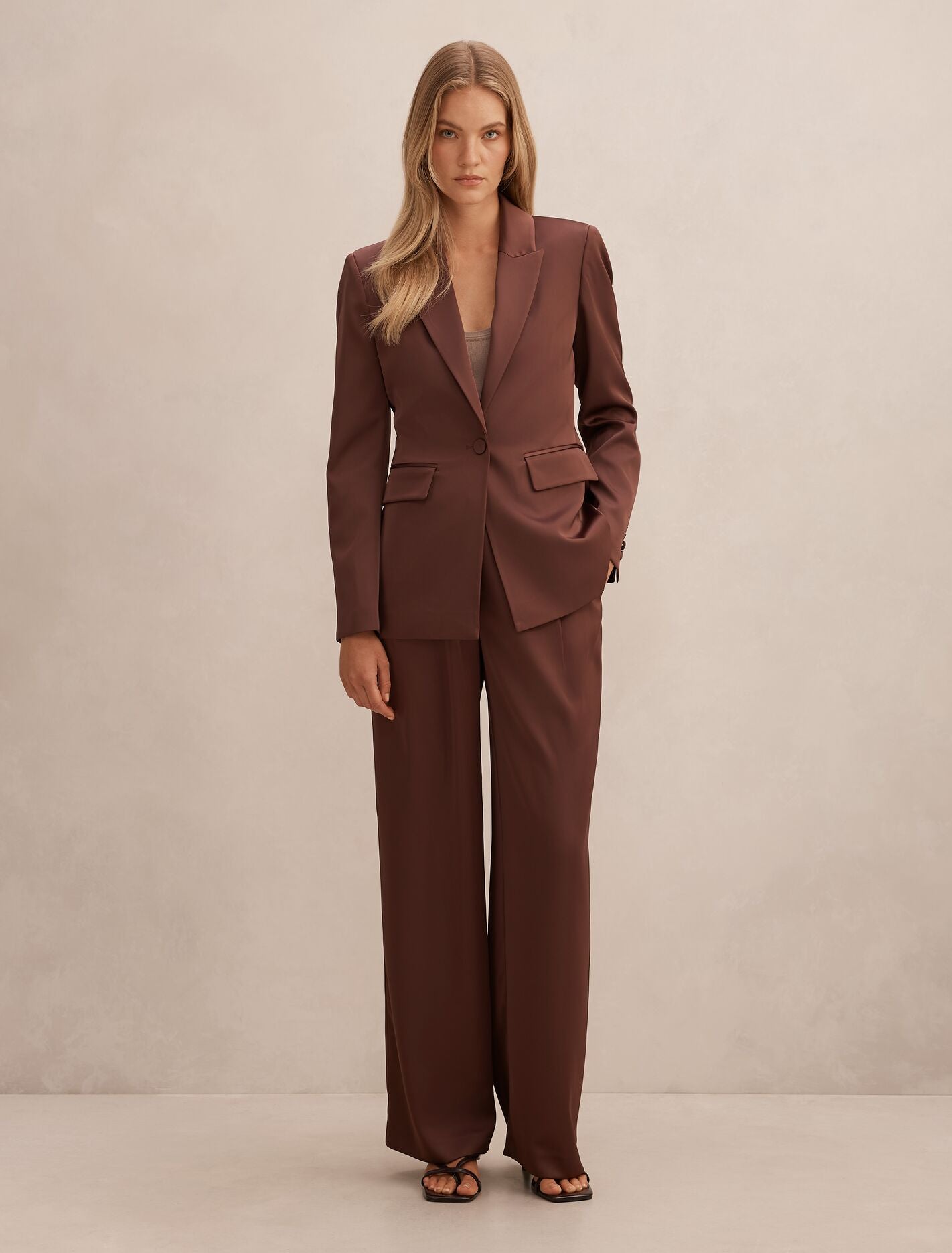 Solana Satin Single Breasted Blazer Forever New