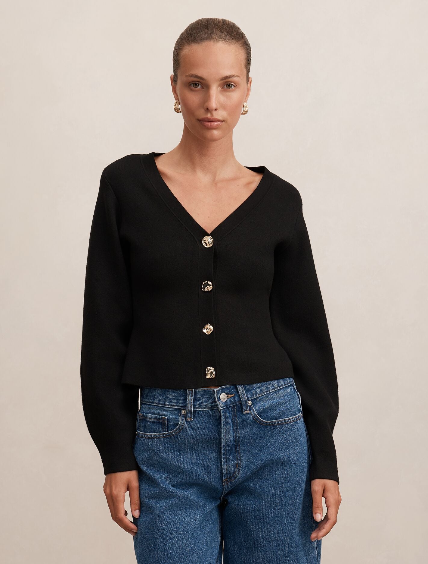Arianna Sculpted Cardigan Black | Forever New