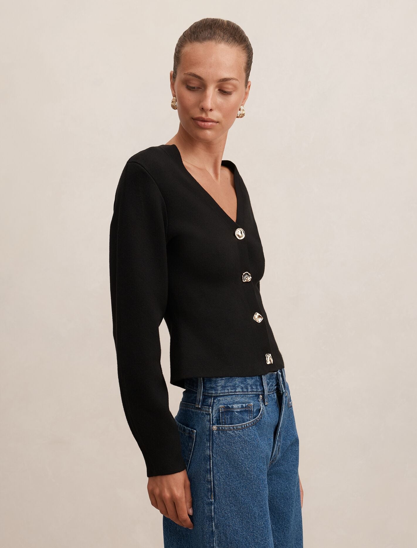 Arianna Sculpted Cardigan Black | Forever New