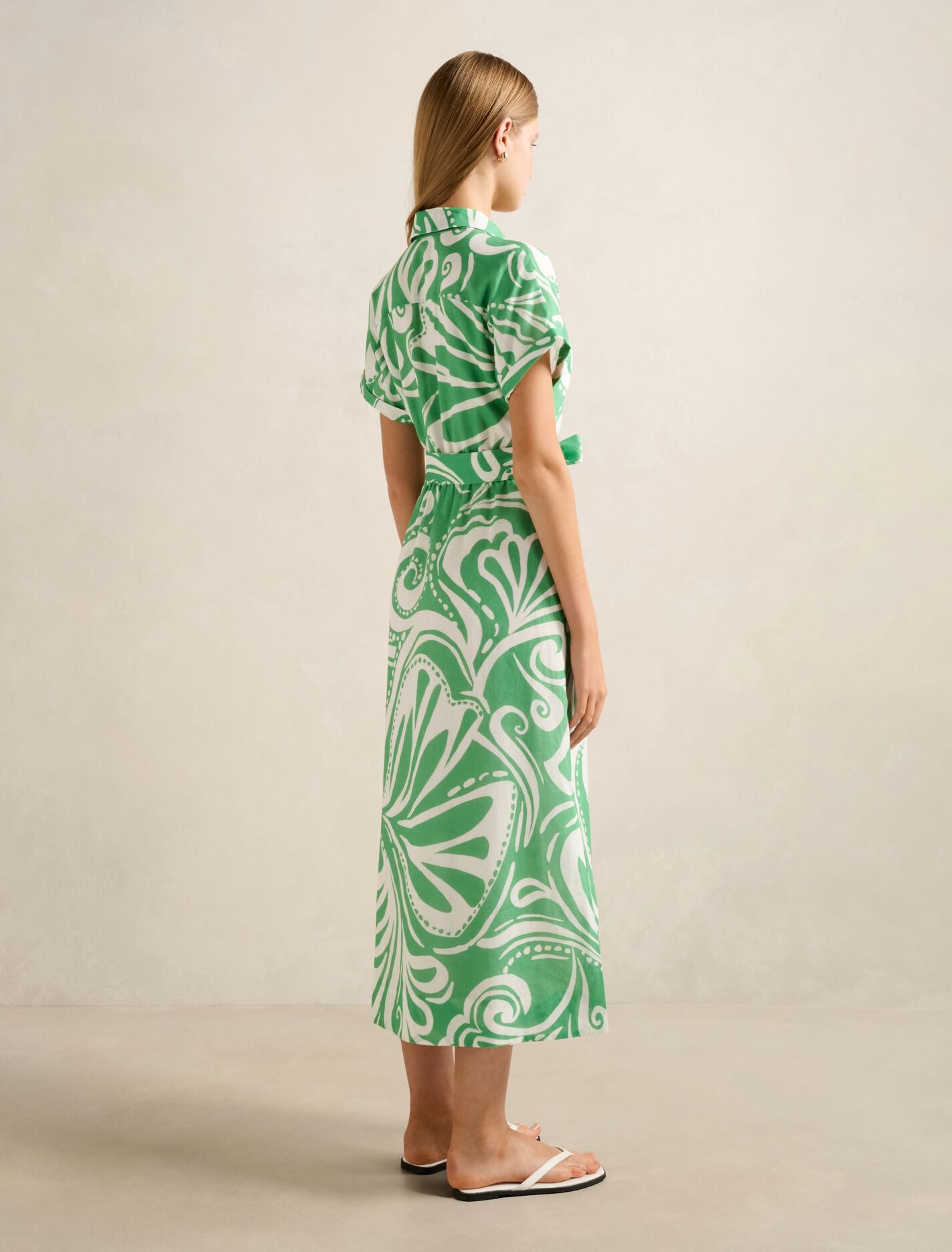 Hilary Belted Linen Midi Dress