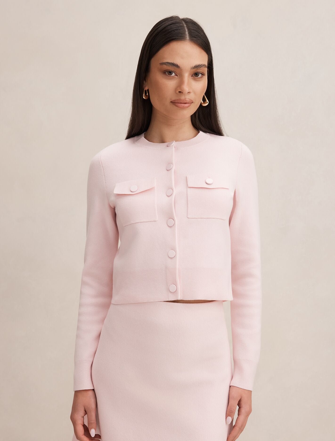Aria Pocket Detail Cardigan Soft Pink Co Ord Forever New