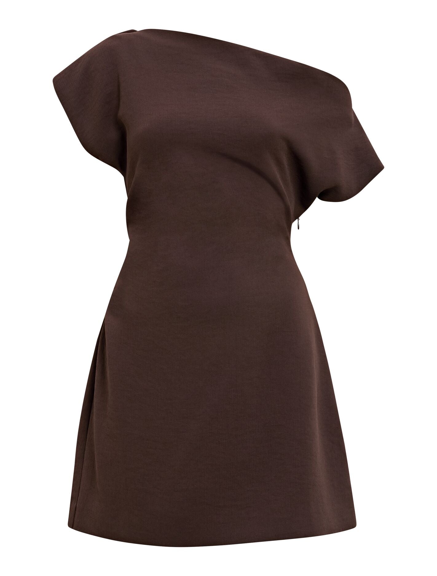 Danielle Asymmetrical Mini Dress Chocolate | Forever New
