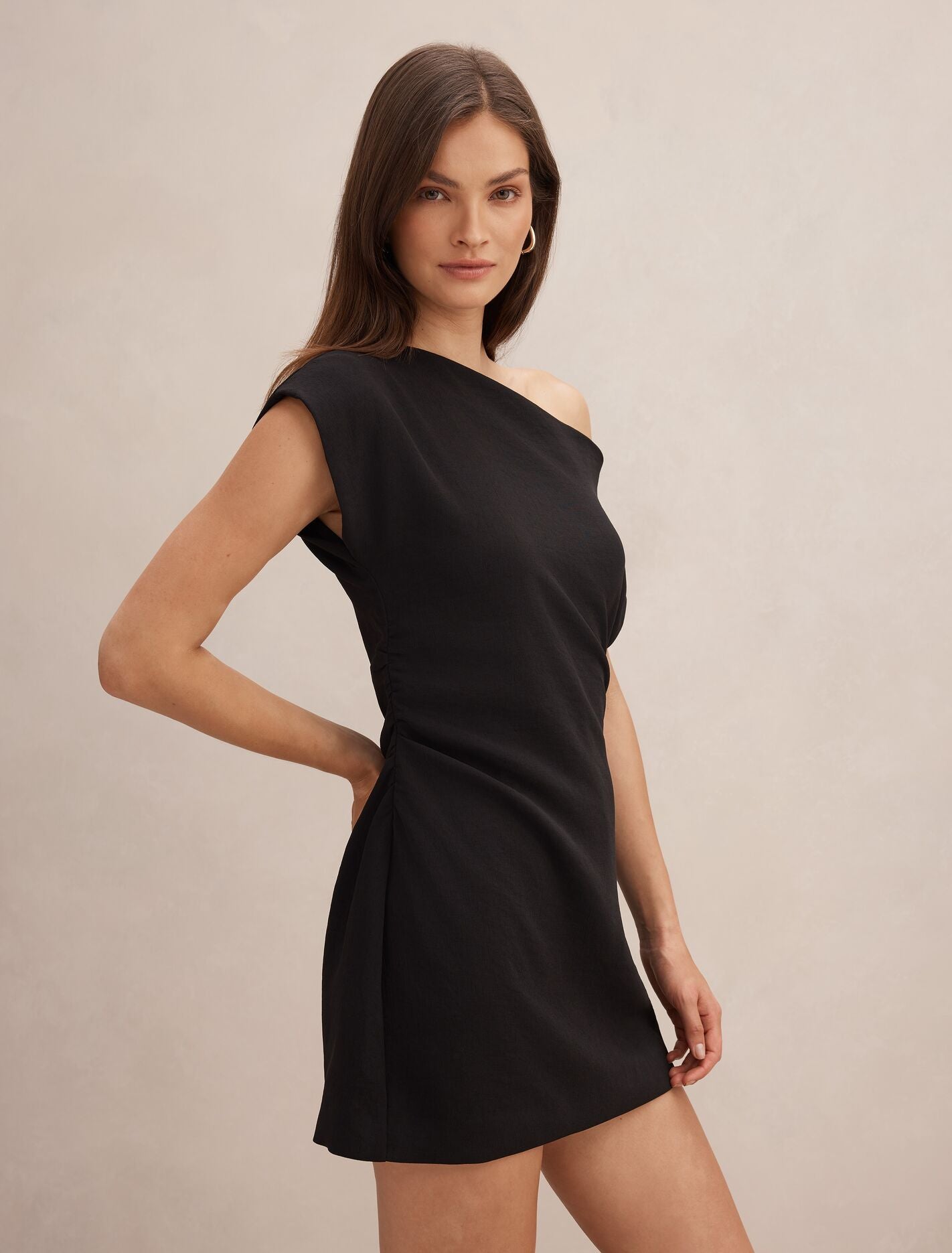 Danielle Asymmetrical Mini Dress Black | Forever New