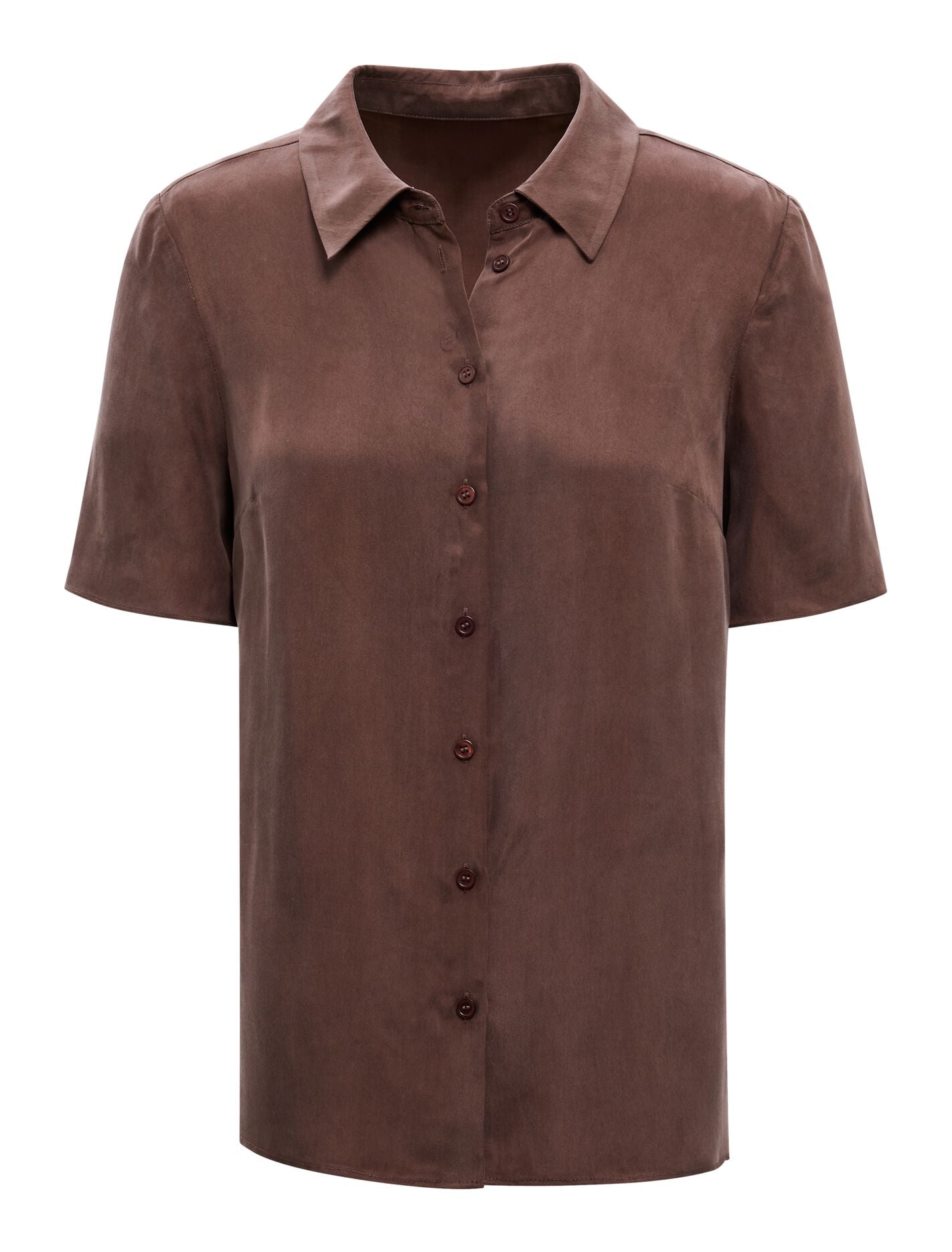 Allegra Cupro Shirt Chocolate Co-Ord A | Forever New
