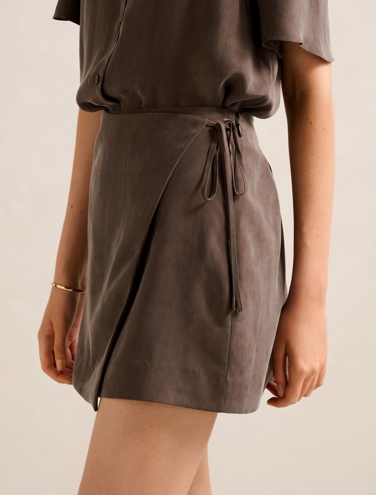 Allegra Cupro Wrap Skirt Chocolate Co-Ord A | Forever New