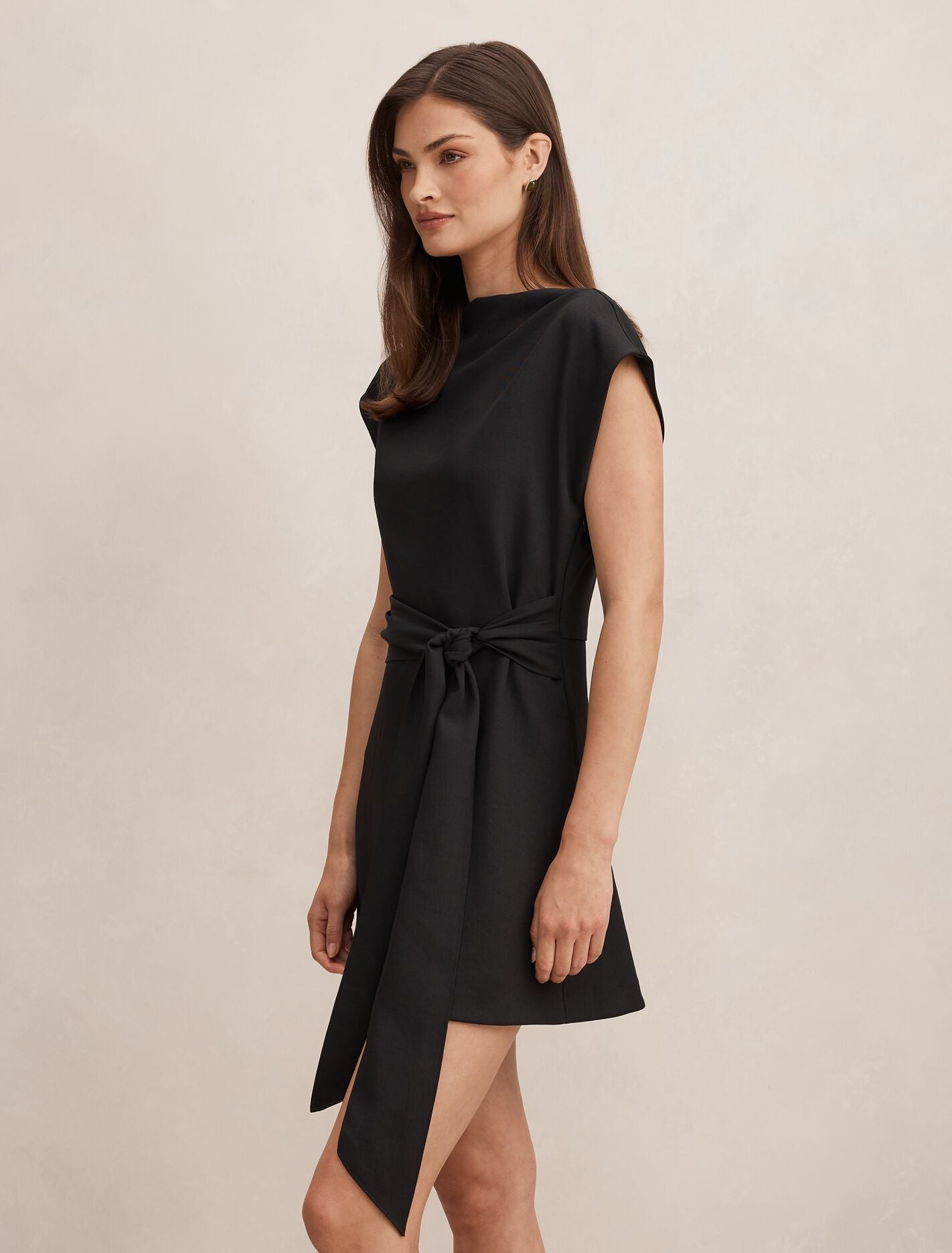 Peony Tie Front Mini Dress Black | Forever New