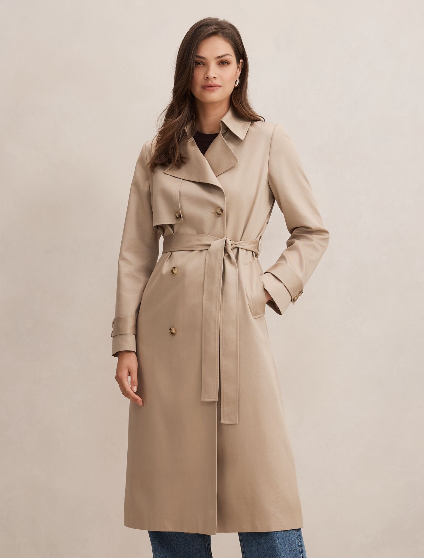『今がチャンス！』Beaver Double-faced Trench Ivy Belted Trench Coat Chocolate | Forever New