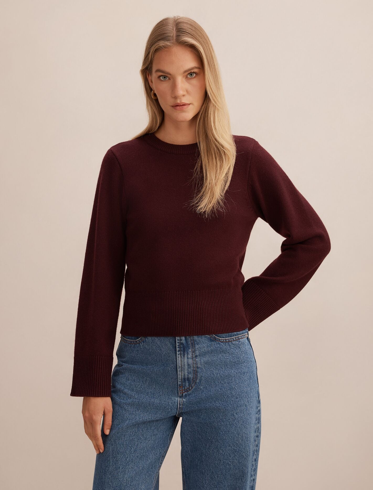 Ella Wide Sleeve Sweater Deep Wine Forever New