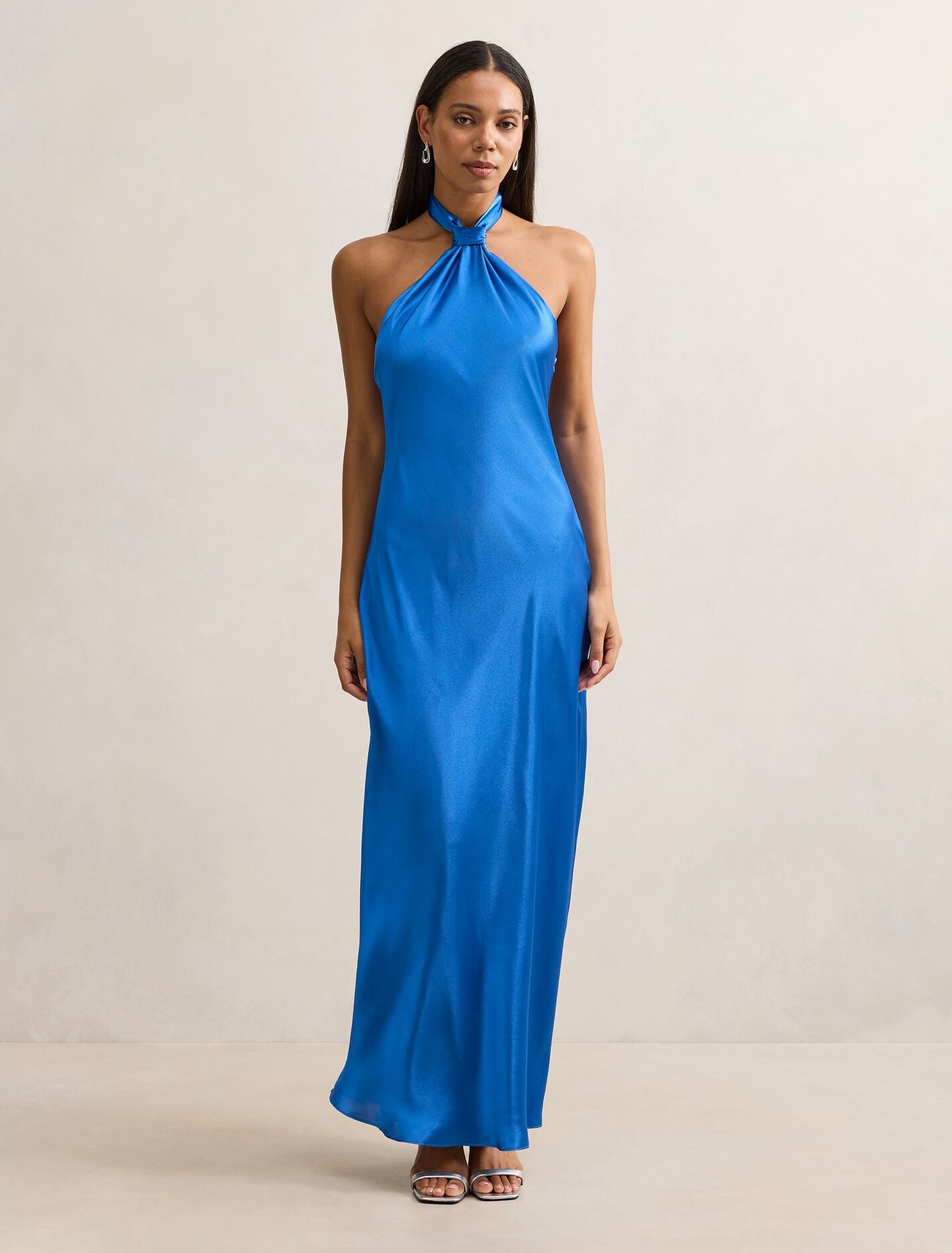 Yvette Halter Neck Satin Maxi Dress Blue Atmosphere Forever New