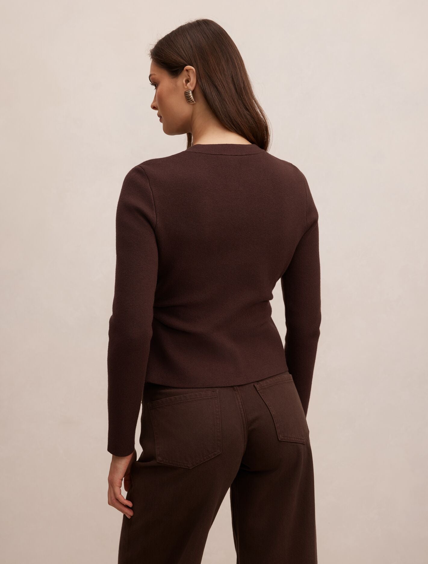 Valencia Structured Knit Cardigan Chocolate | Forever New
