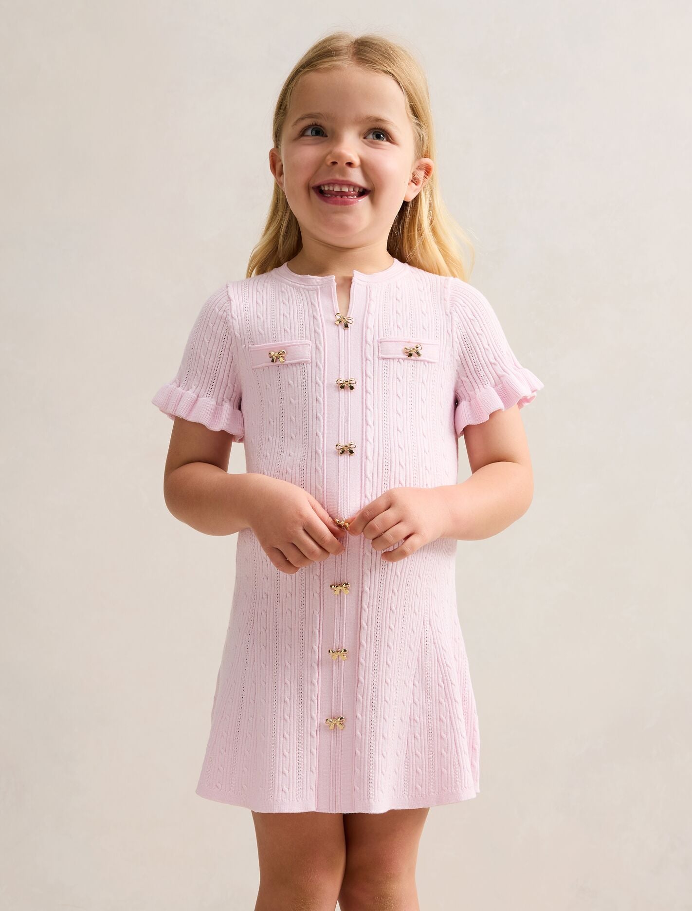 Violet Stitch Interest Girls Mini Dress Pink | Forever New