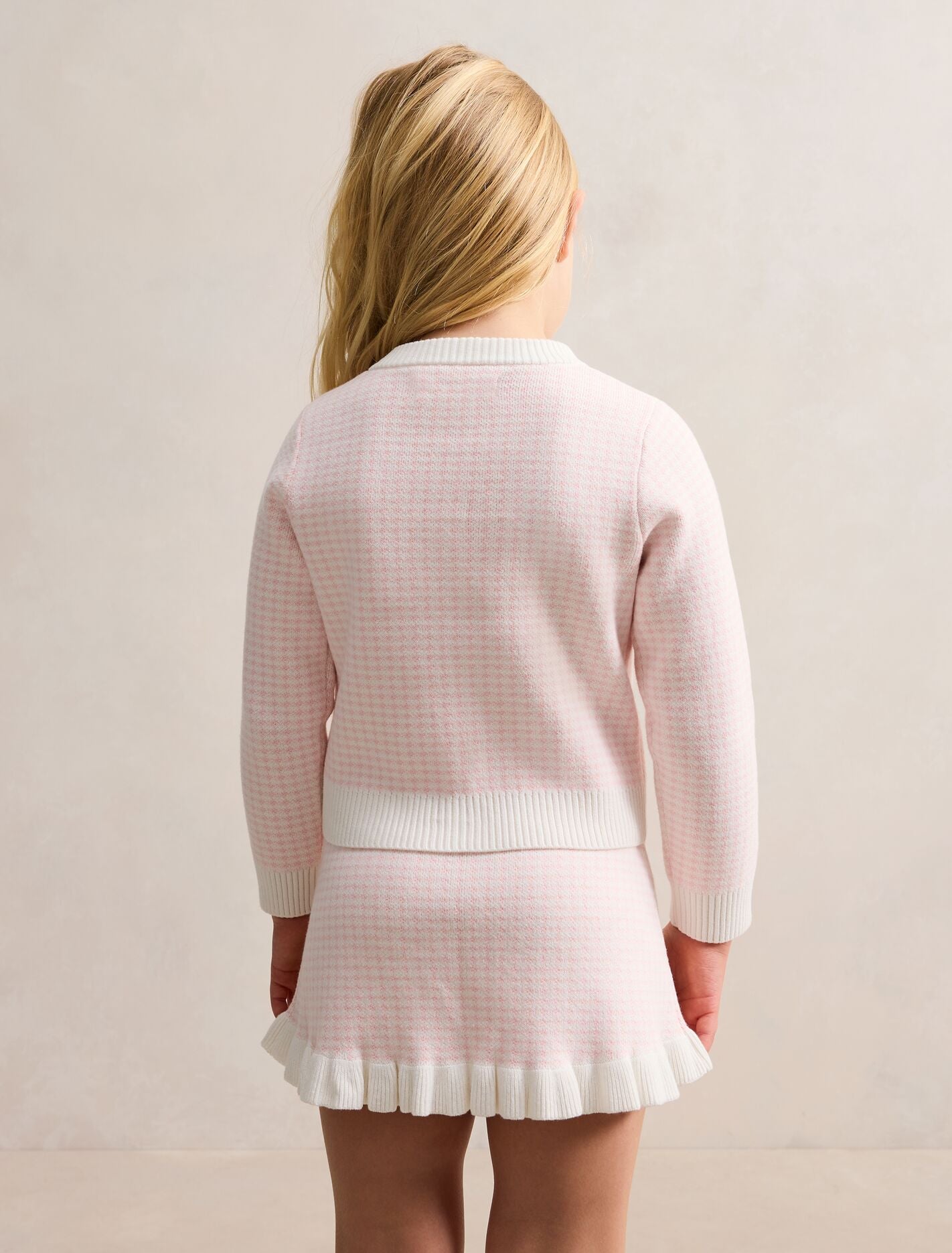 Blair Girls Houndstooth Cardigan Pink | Forever New