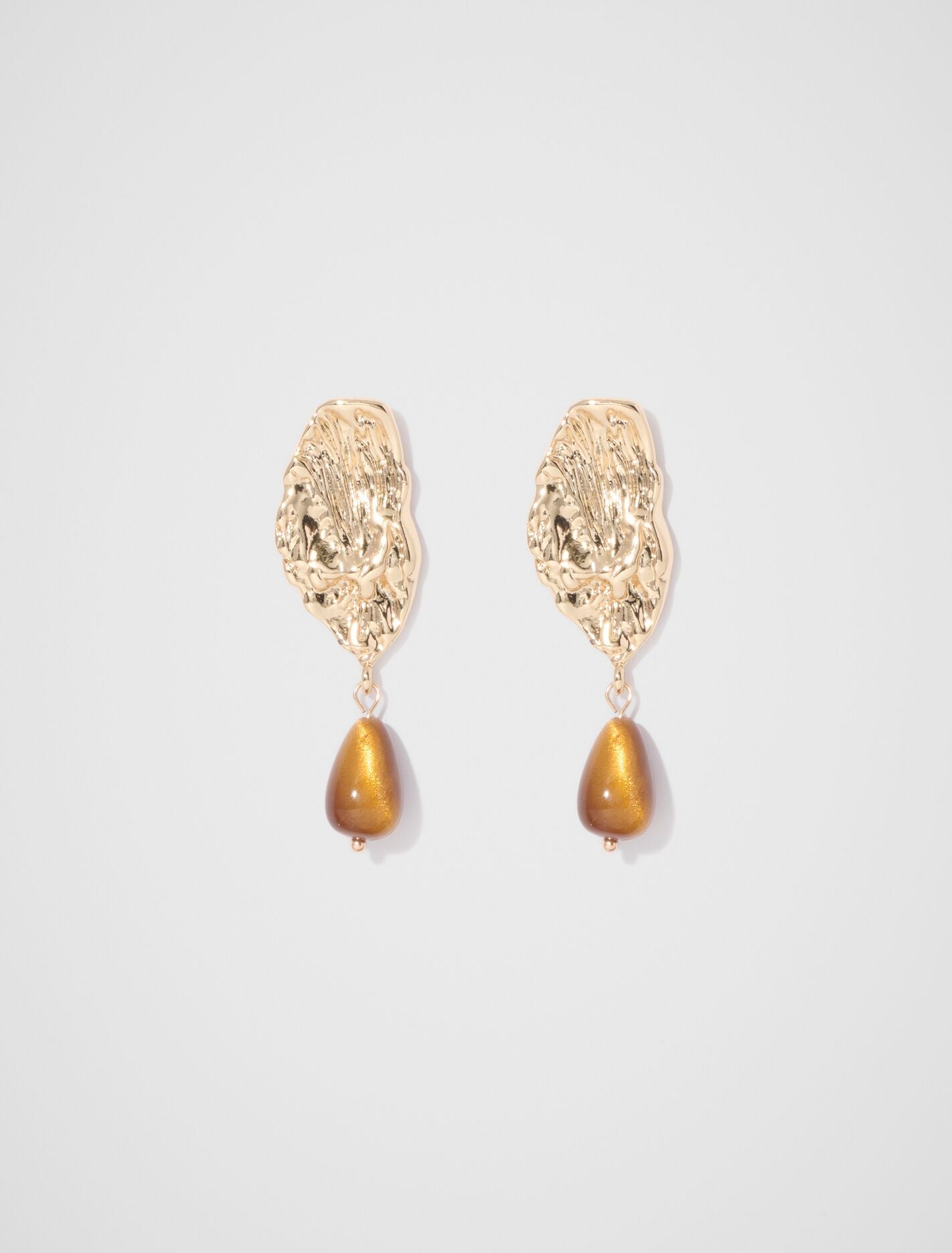 Peyton Molten Stone Drop Earrings 0 Gold Brown Forever New