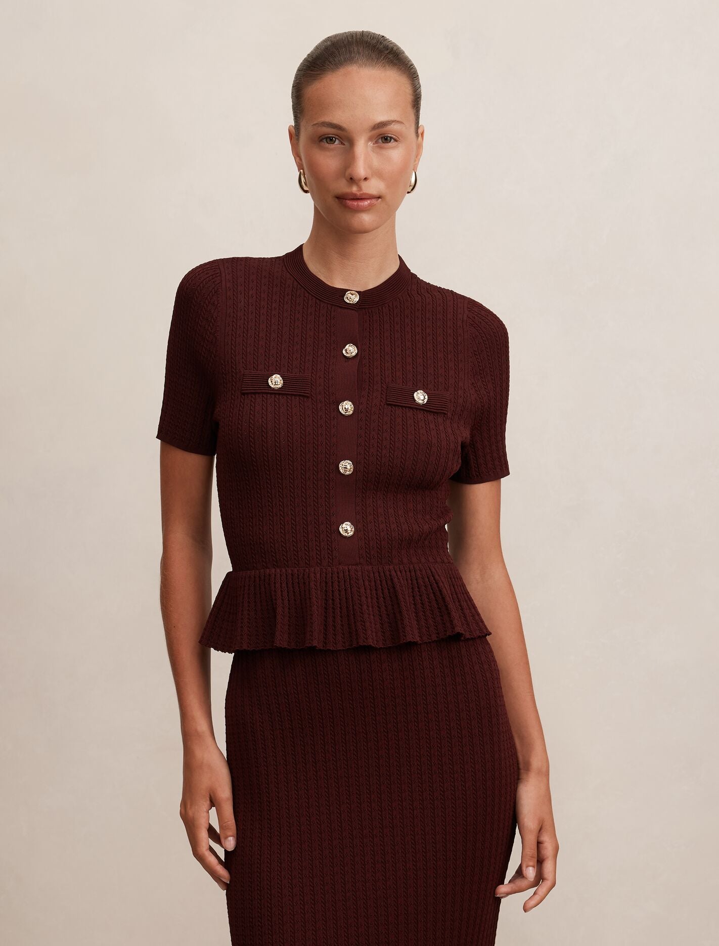 Tahlina Stitch Interest Midi Dress Vintage Merlot | Forever New