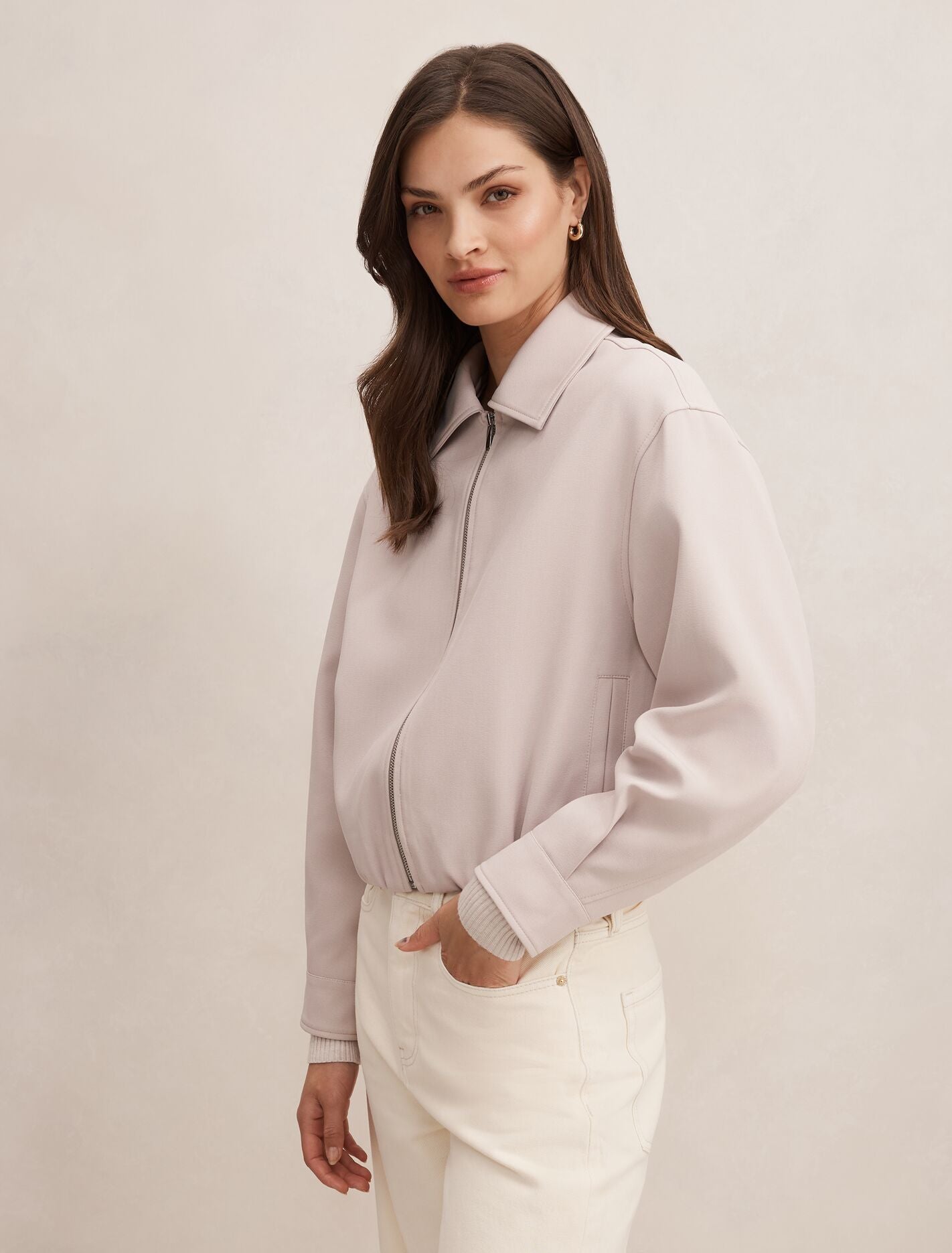 Alexia Top Collar Jacket Almond Milk | Forever New