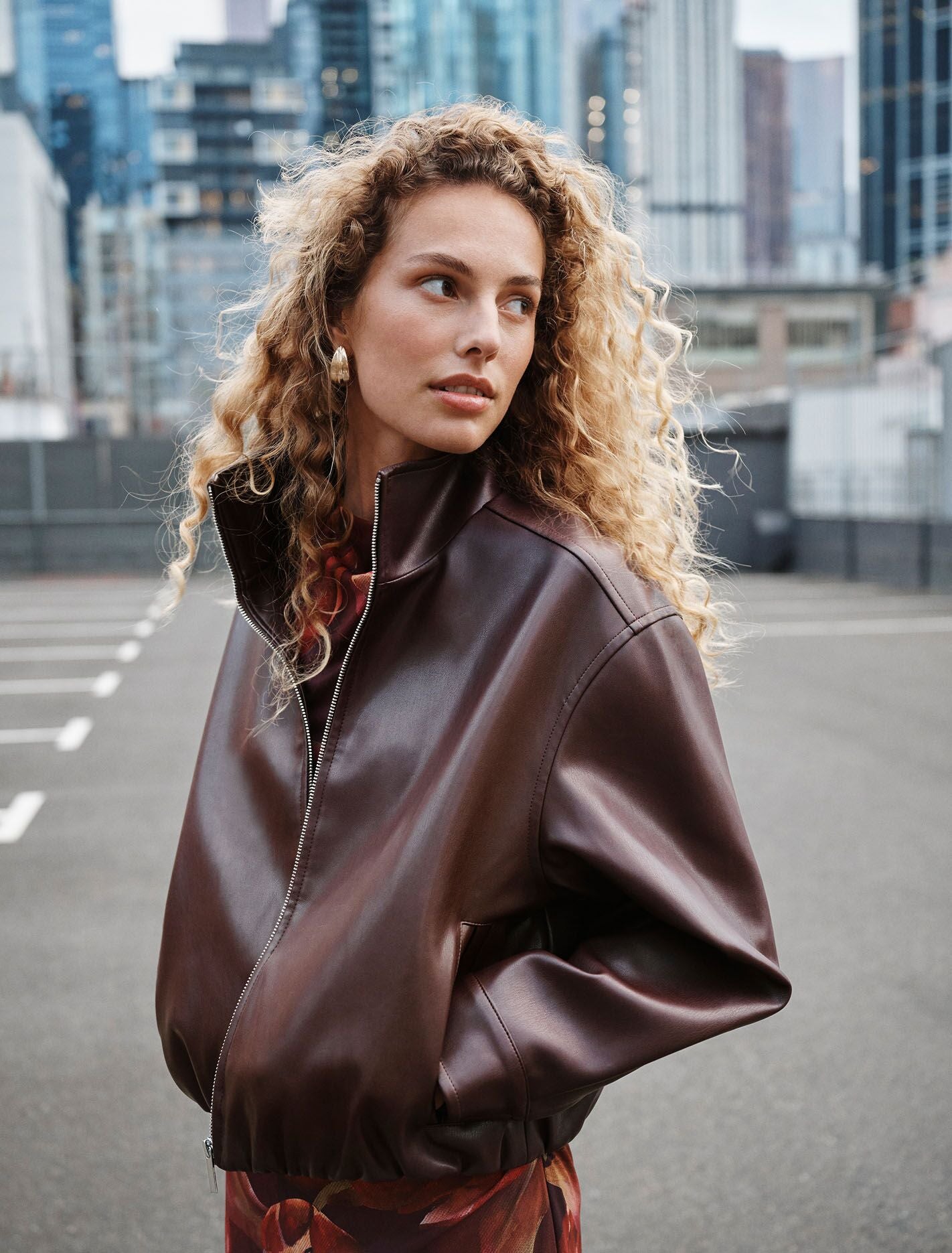 ★新品★YENN DOUBLE FACE CAPE JACKET★ Julia Pu Funnel Neck Jacket Berry | Forever New