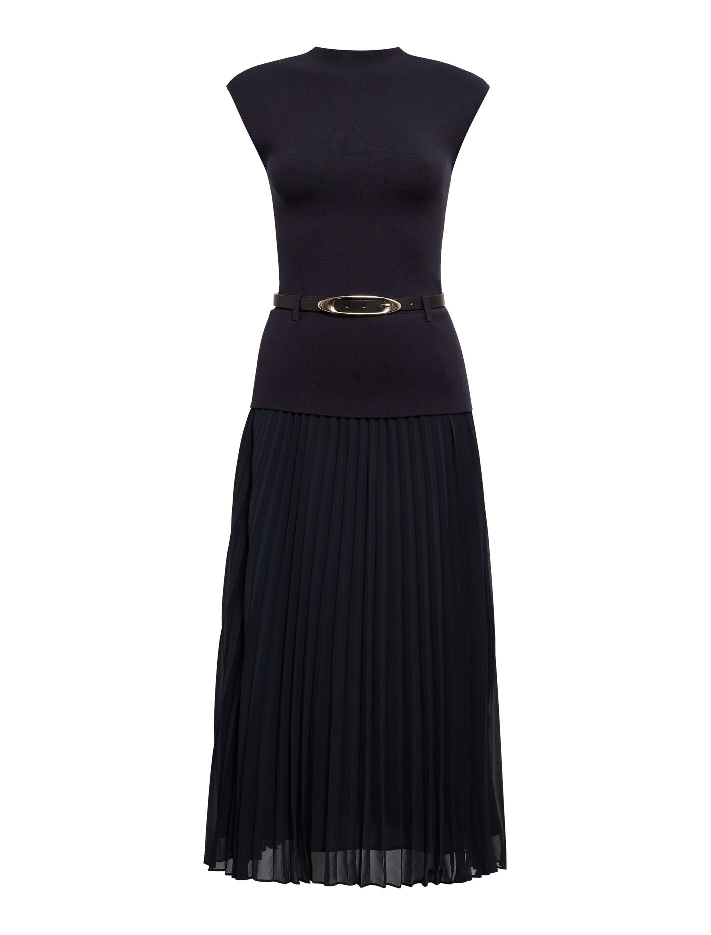 Lorelei Woven Mixed Midi Dress Navy | Forever New