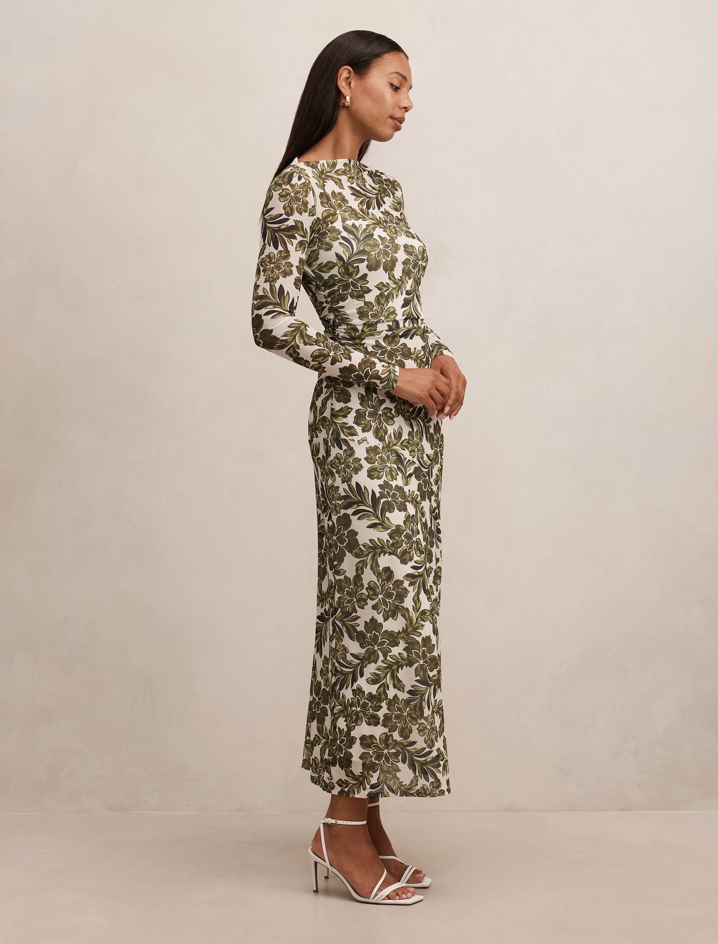Georgia Long Sleeve Mesh Midi Dress Dark Rei Floral | Forever New