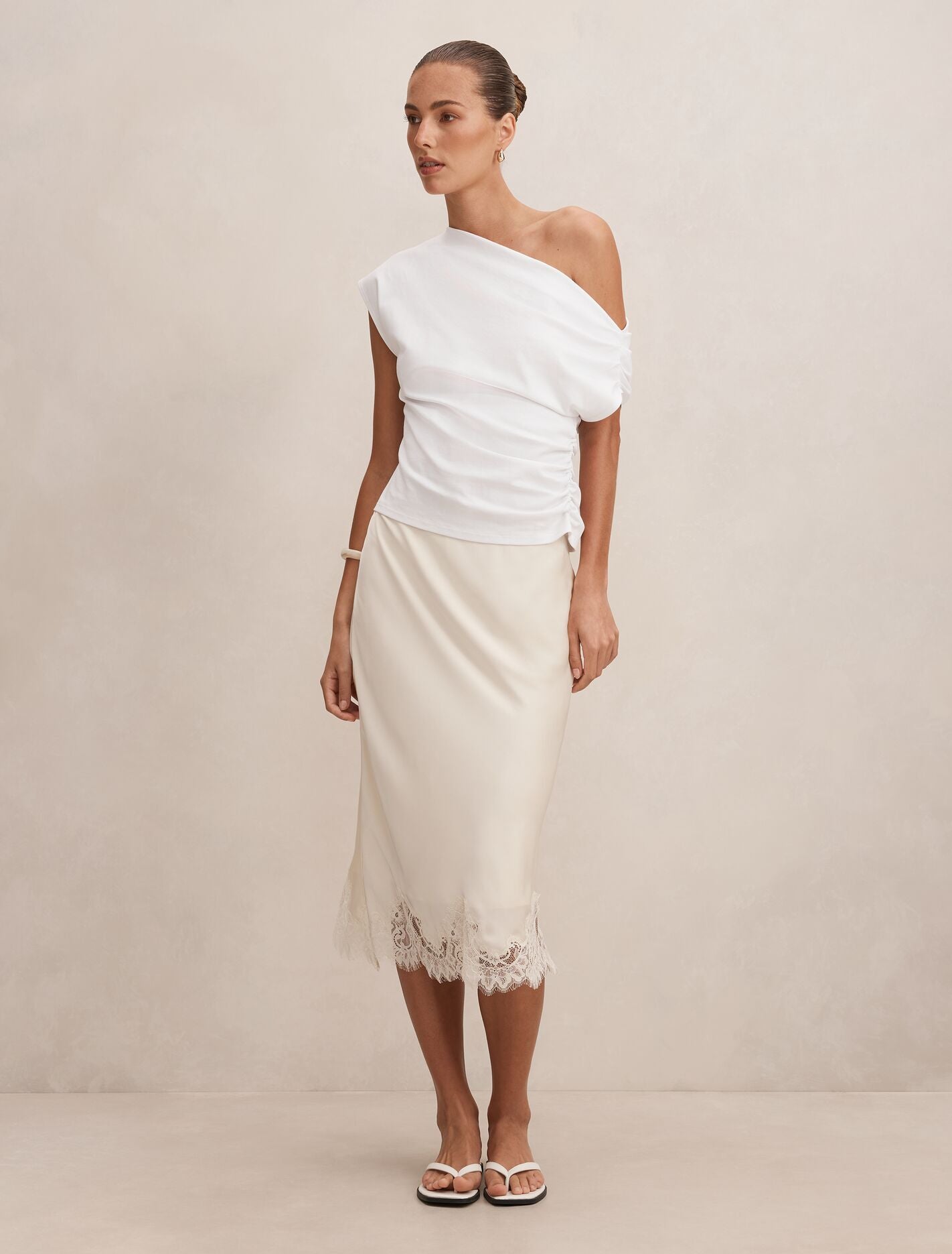 Liana Lace Satin Midi Skirt Forever New